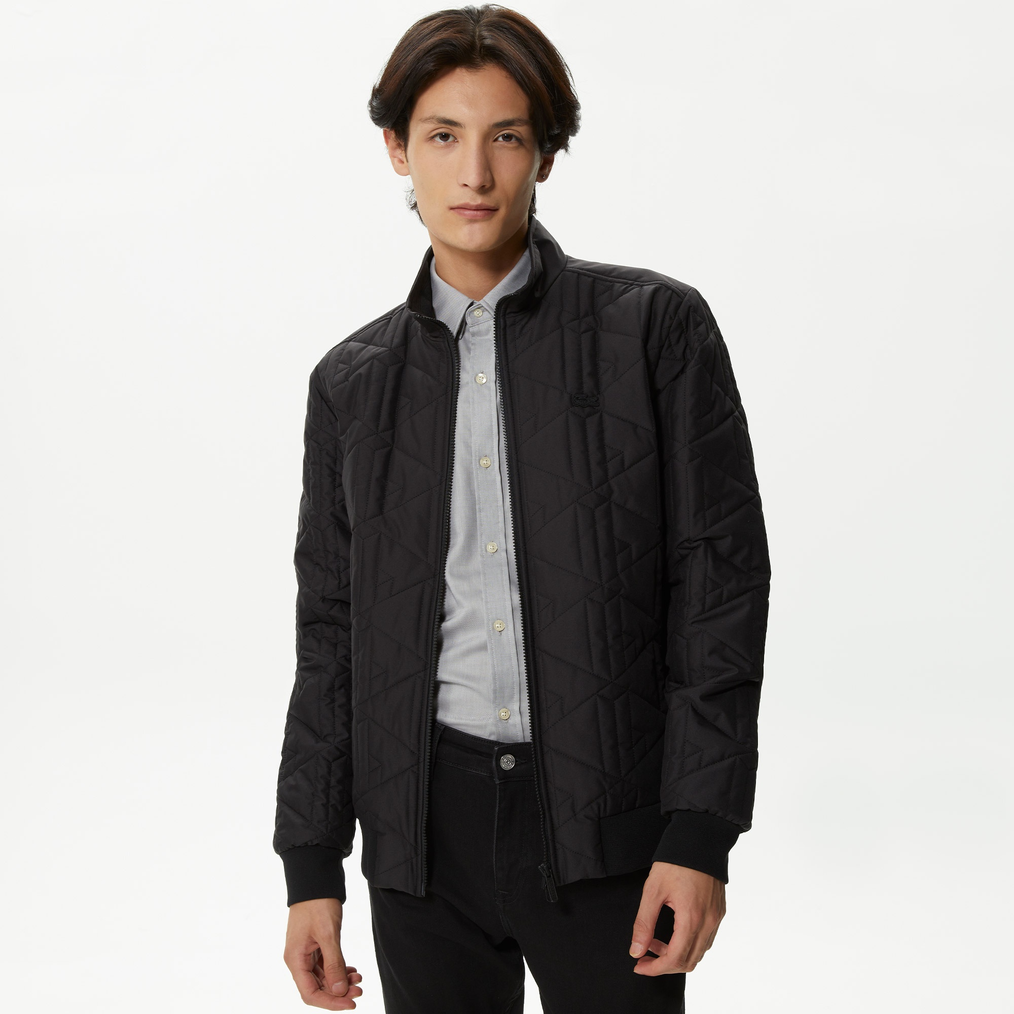 Lacoste Erkek Dik Yaka Monogram Siyah Mont