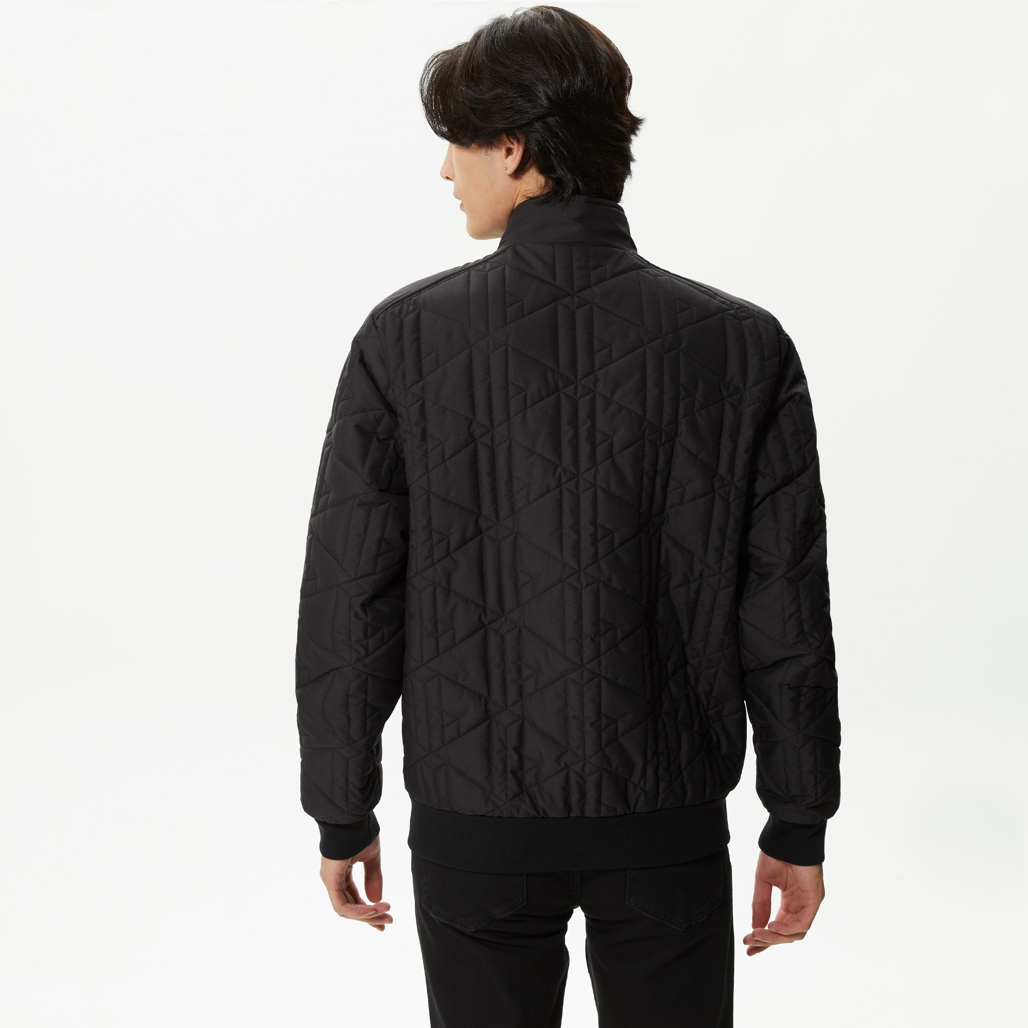 Lacoste Erkek Dik Yaka Monogram Siyah Mont
