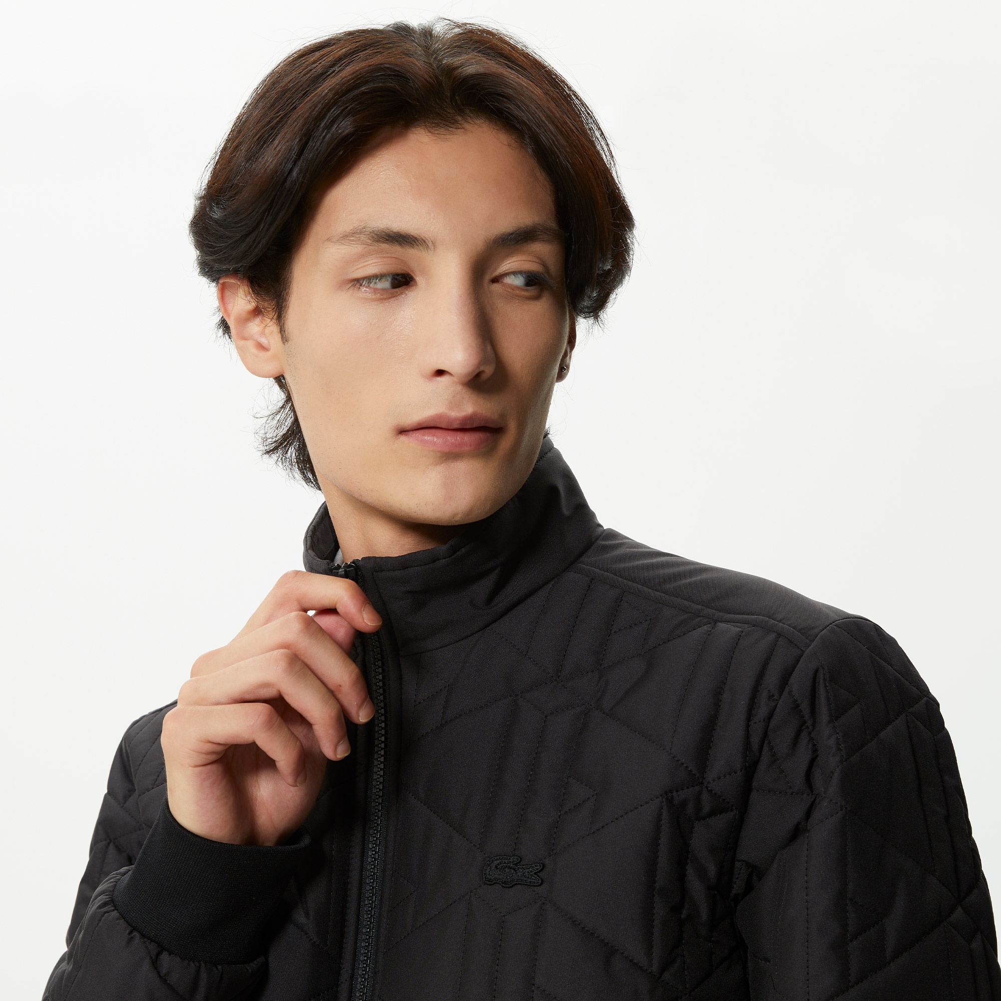 Lacoste Erkek Dik Yaka Monogram Siyah Mont