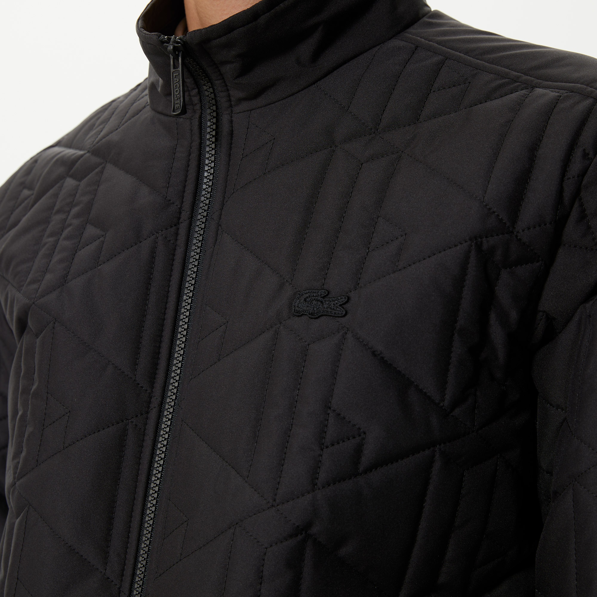 Lacoste Erkek Dik Yaka Monogram Siyah Mont