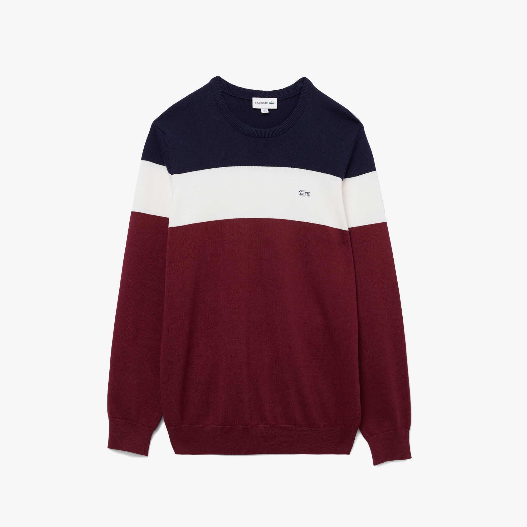 Lacoste Erkek Regular Fit Bisiklet Yaka Renk Bloklu Bordo Kazak