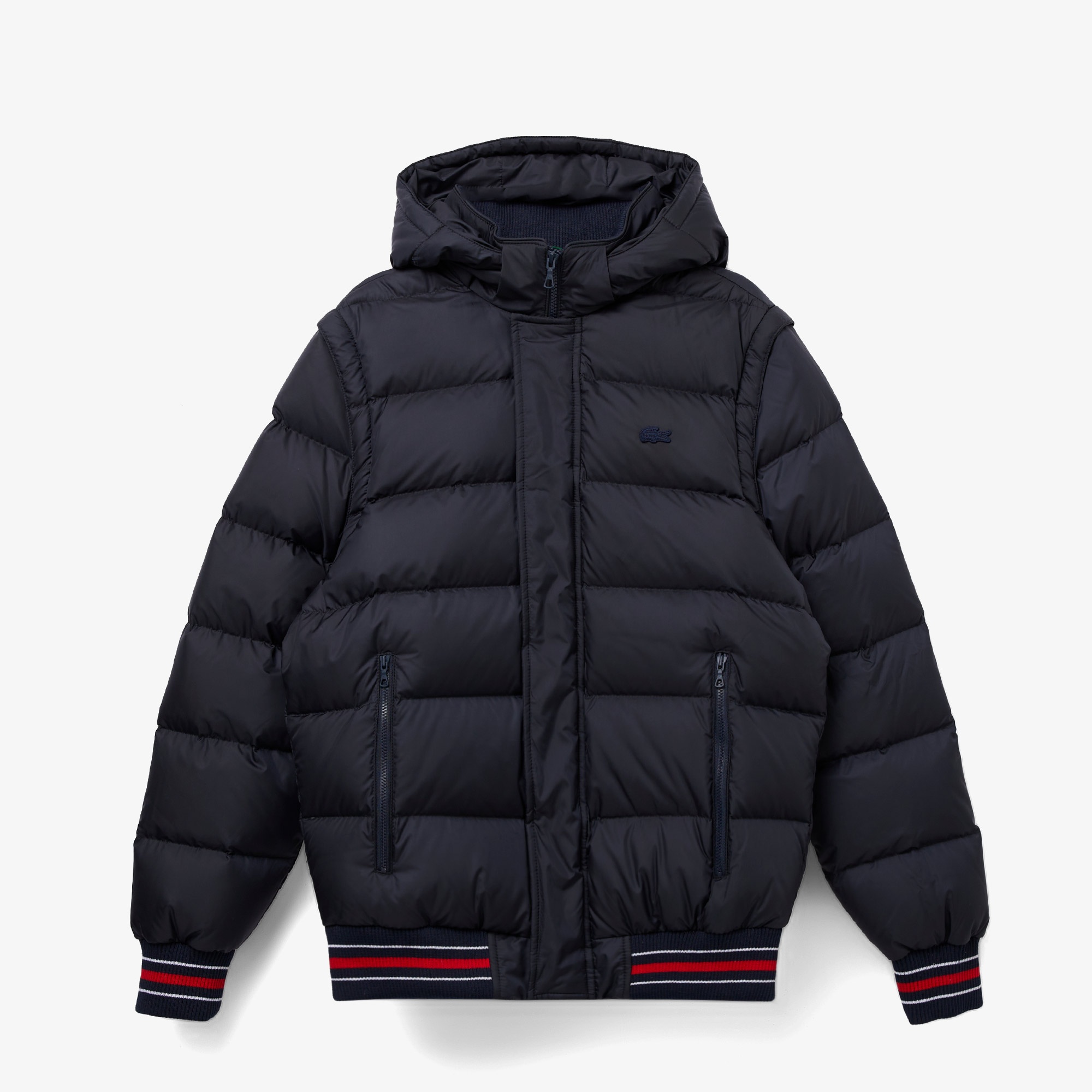 Lacoste Erkek Kapüşonlu Kapitone Lacivert Şişme Mont