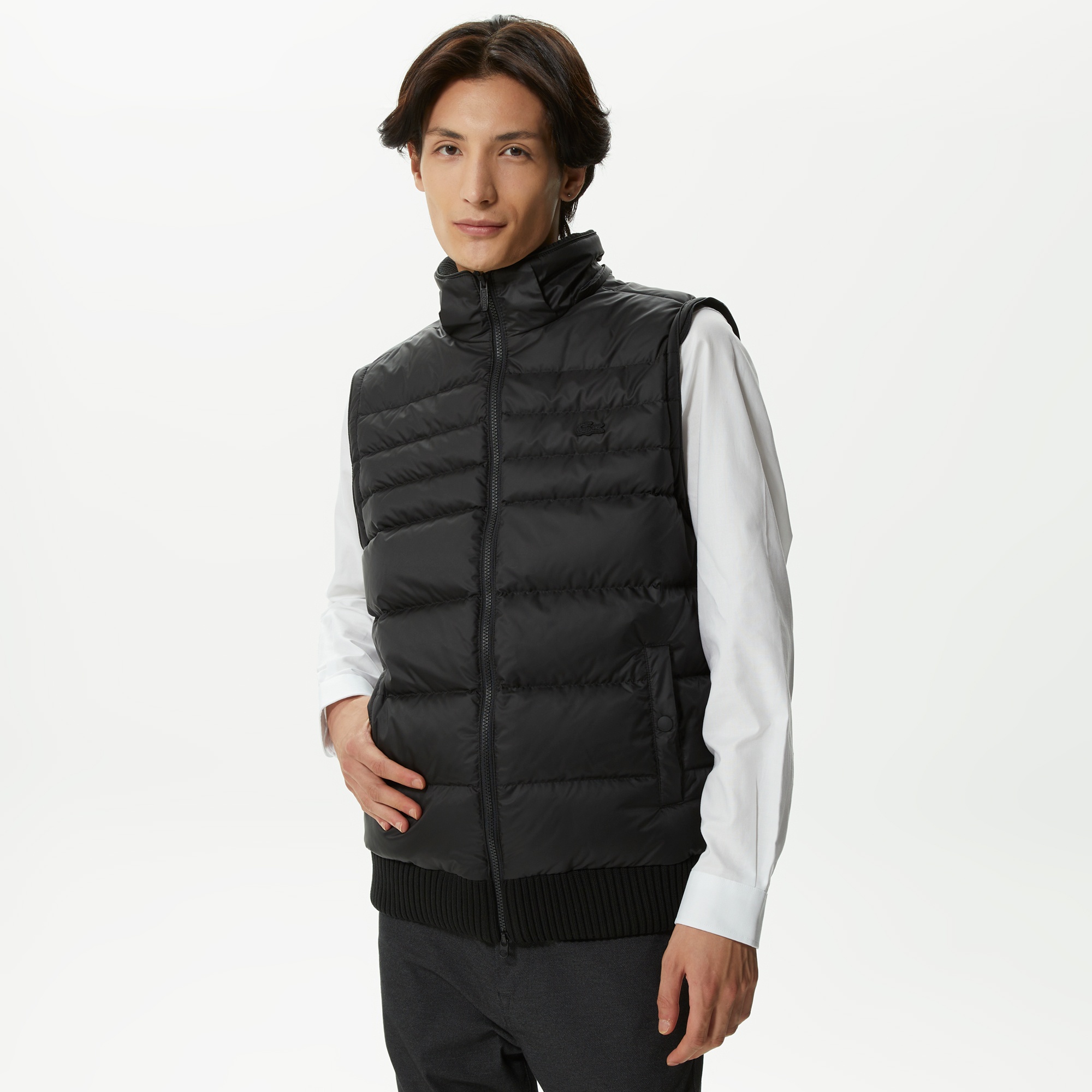 Lacoste Erkek Kapüşonlu Kapitone Siyah Mont