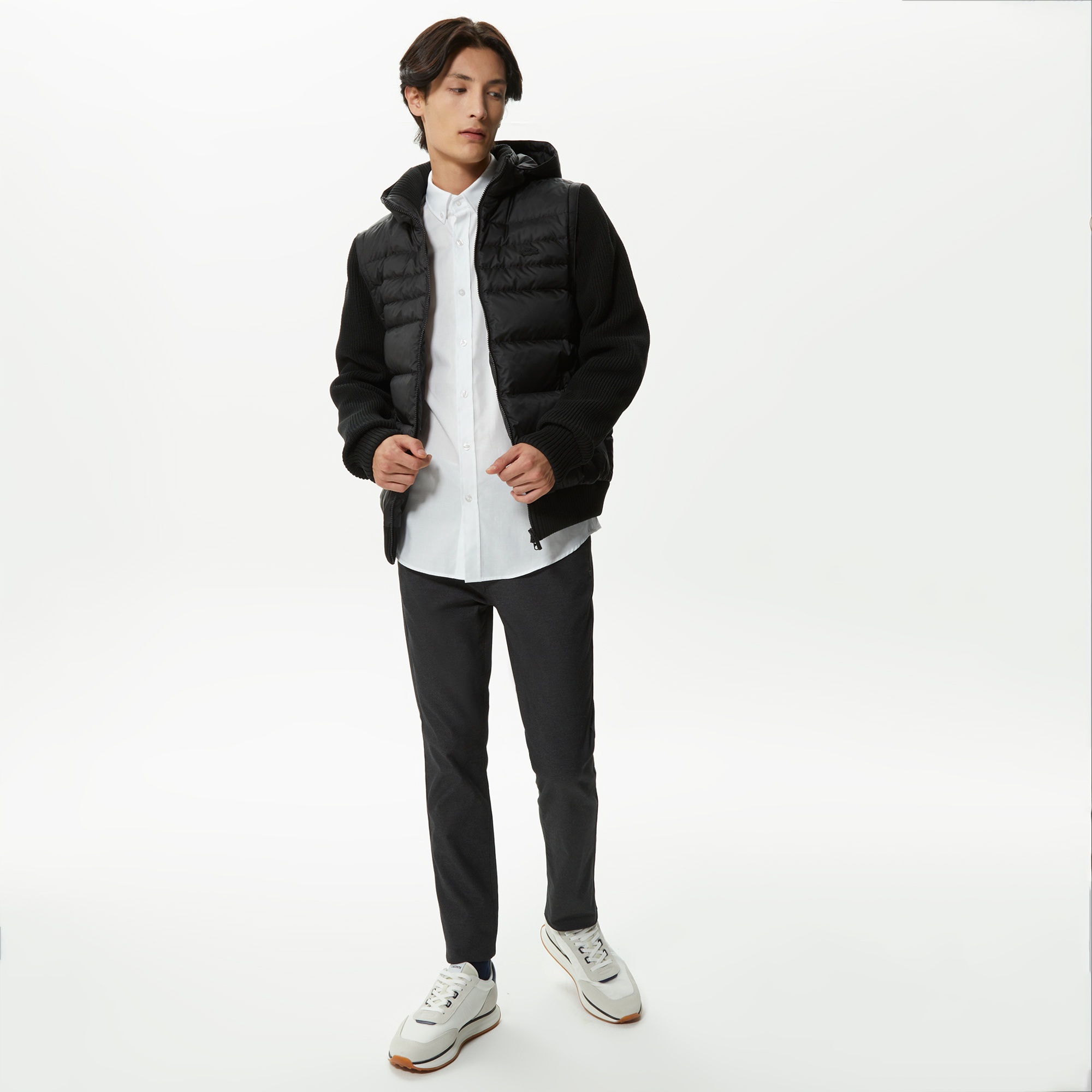 Lacoste Erkek Kapüşonlu Kapitone Siyah Mont