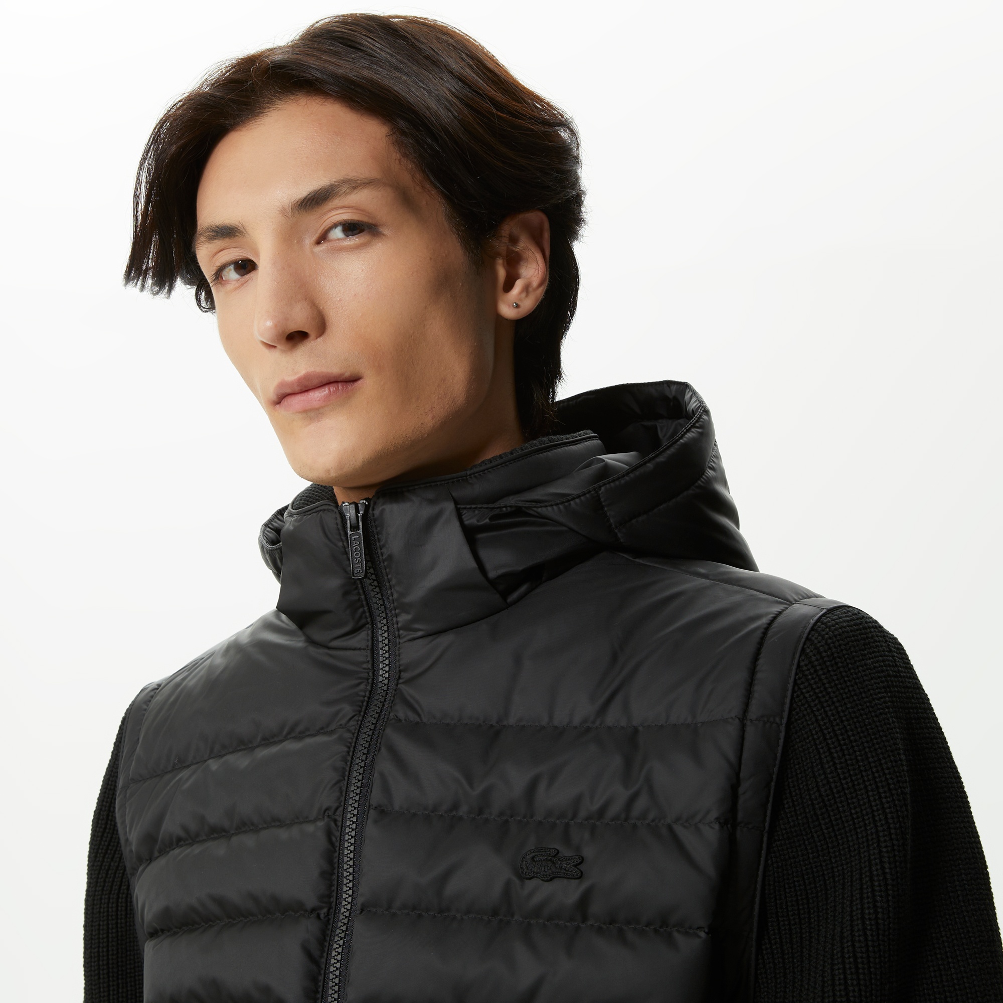 Lacoste Erkek Kapüşonlu Kapitone Siyah Mont