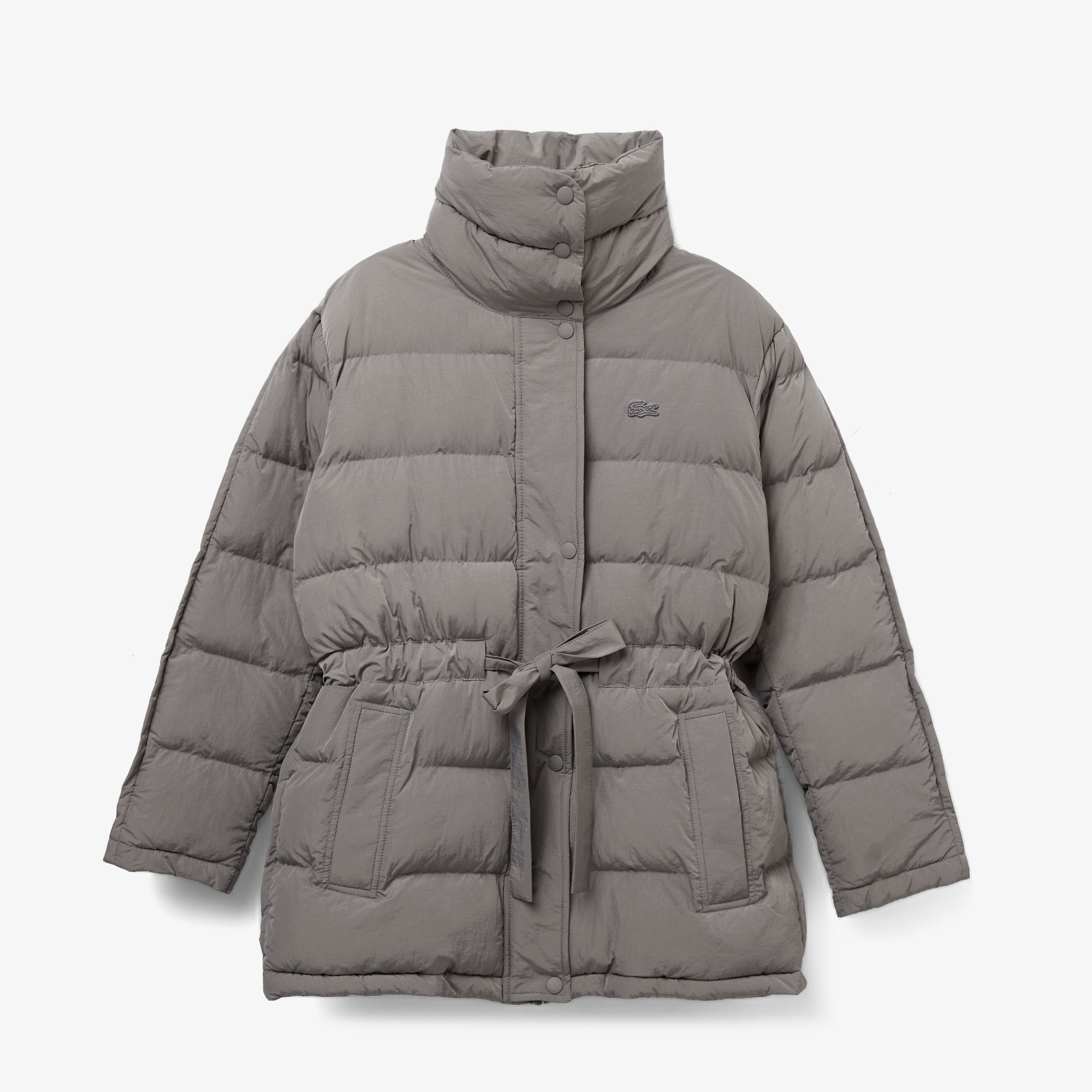 Lacoste Kadın Dik Yaka Kapitone Gri Mont