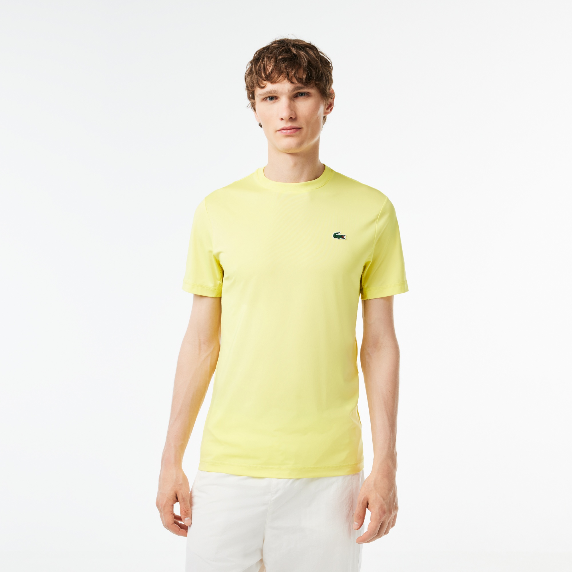 Lacoste SPORT Erkek Slim Fit Bisiklet Yaka Sarı T-Shirt