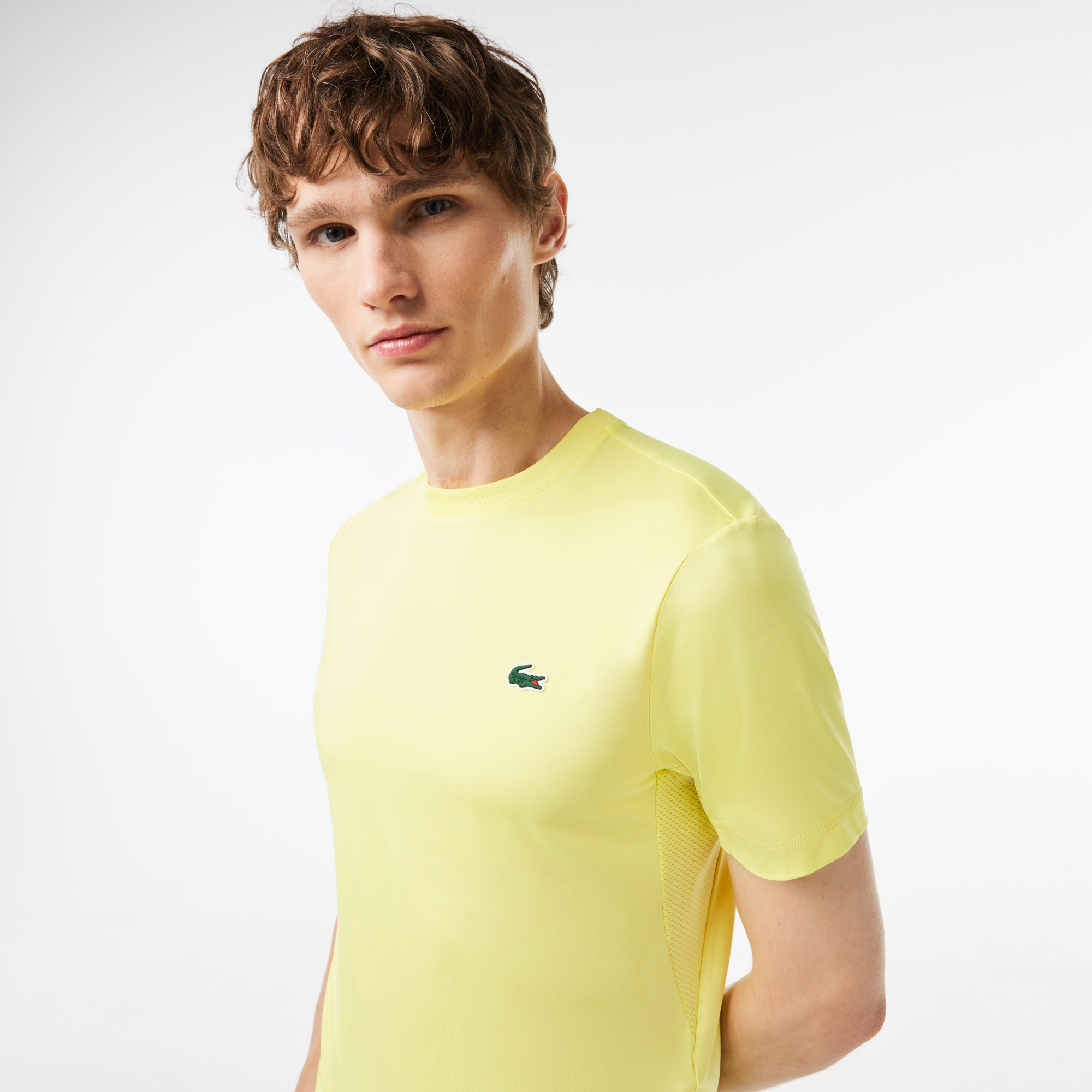 Lacoste SPORT Erkek Slim Fit Bisiklet Yaka Sarı T-Shirt