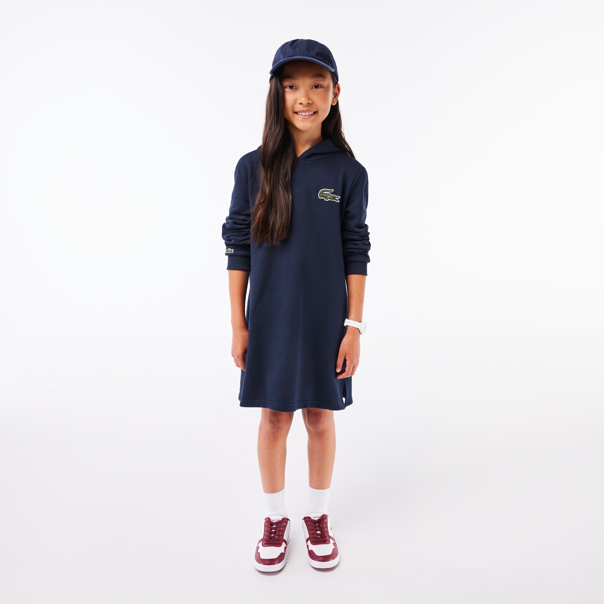 Lacoste Kız Çocuk Kapüşonlu Lacivert Elbise