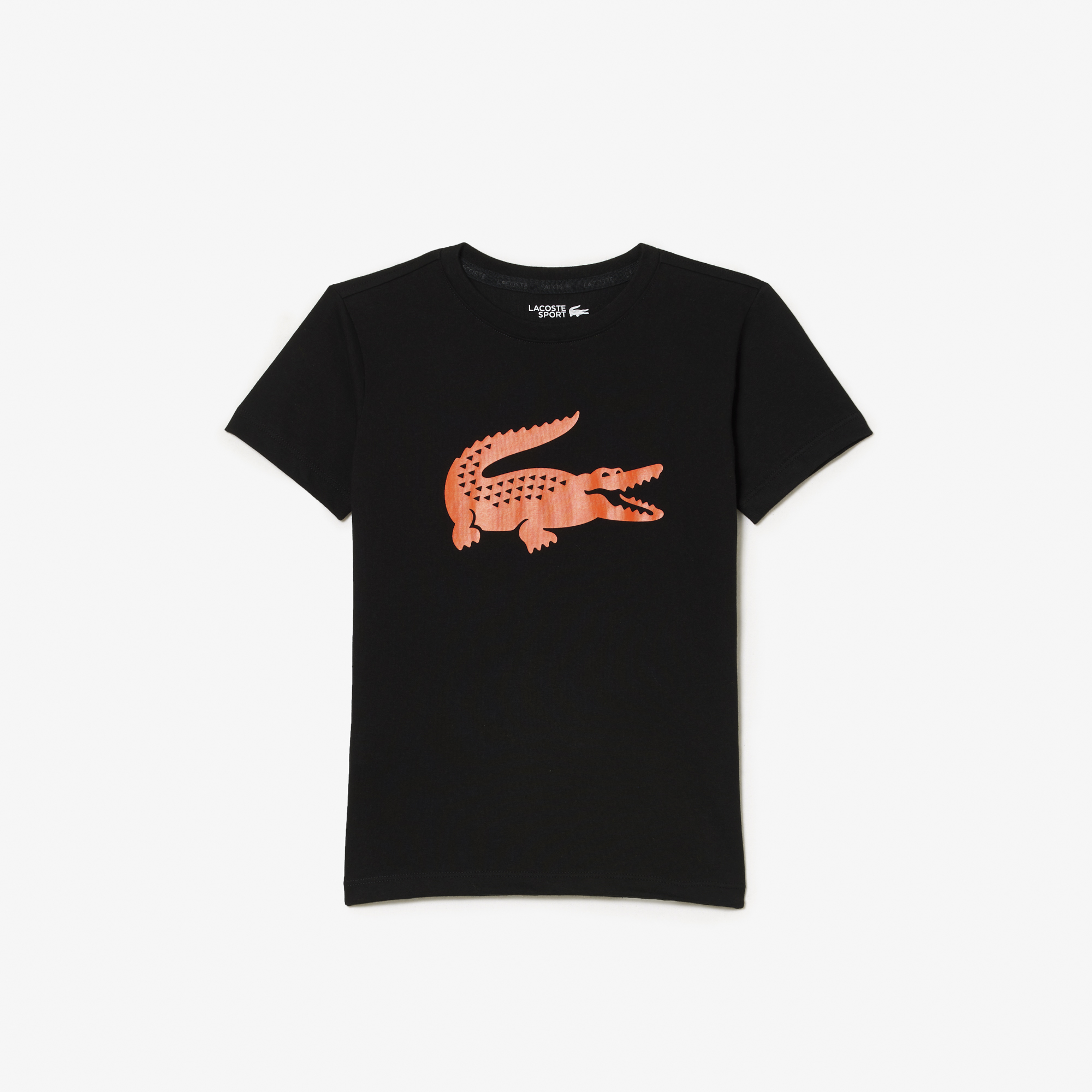 Lacoste SPORT Erkek Çocuk Bisiklet Yaka Baskılı Siyah T-Shirt Siyah