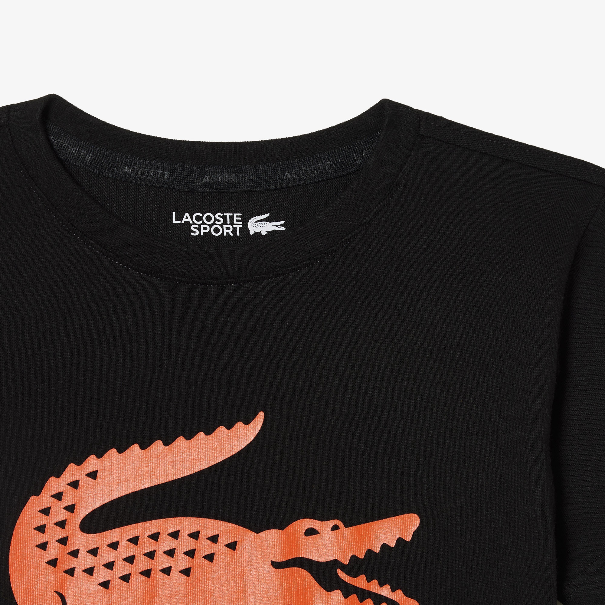Lacoste SPORT Erkek Çocuk Bisiklet Yaka Baskılı Siyah T-Shirt