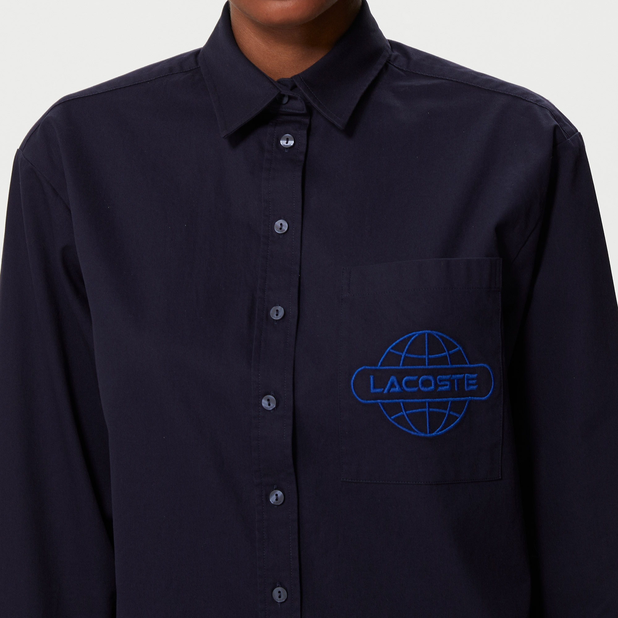 Lacoste Kadın Relaxed Fit Lacivert Gömlek