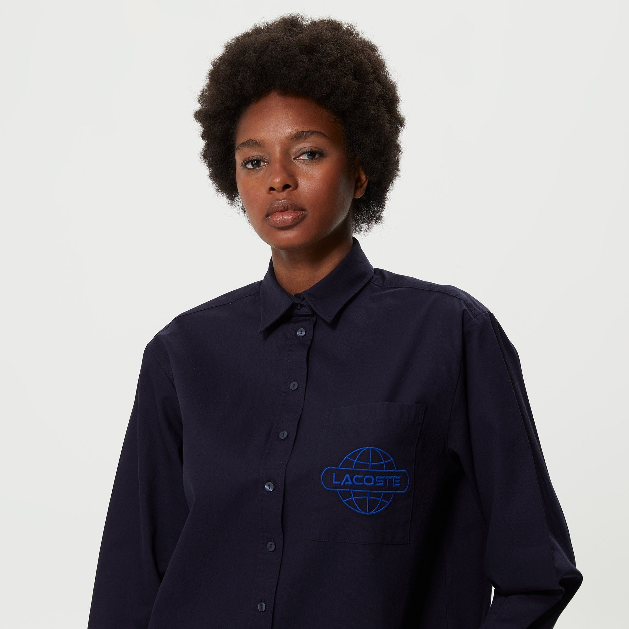 Lacoste Kadın Relaxed Fit Lacivert Gömlek