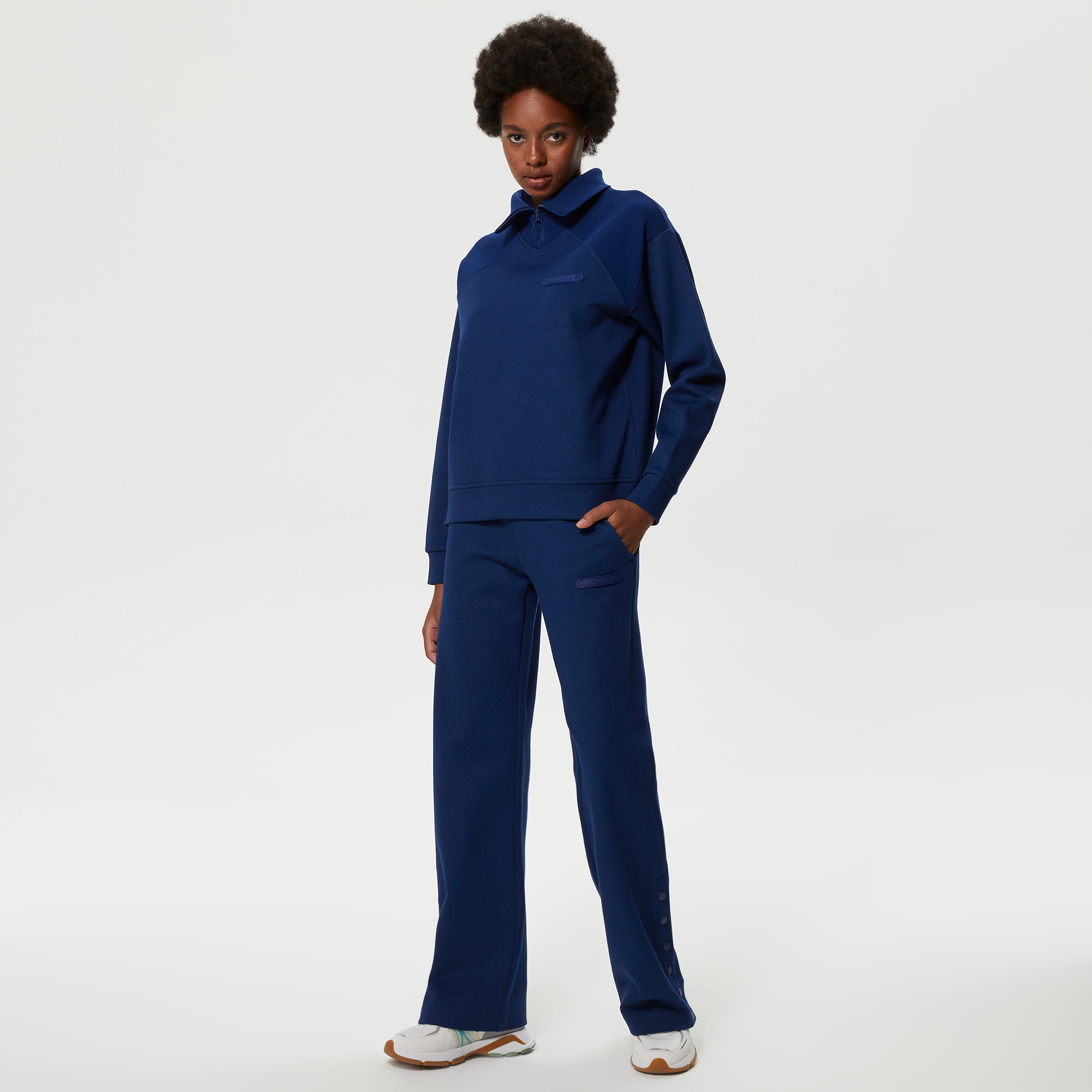Lacoste Kadın Regular Fit Dik Yaka Mavi Sweatshirt