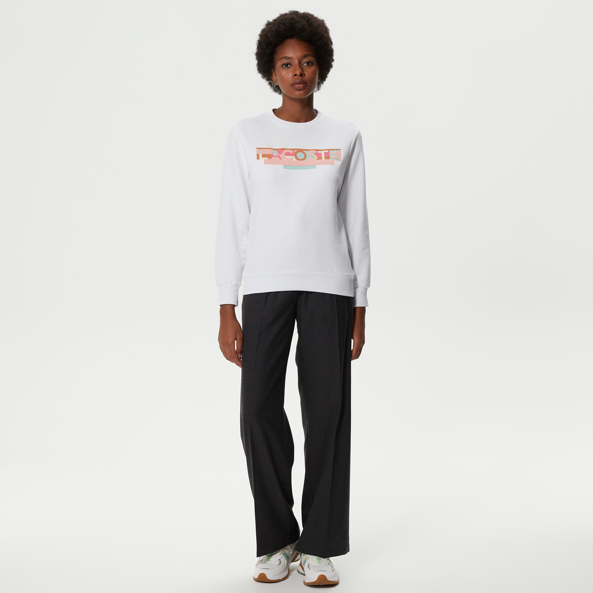 Lacoste Kadın Straight Fit Gri Pantolon