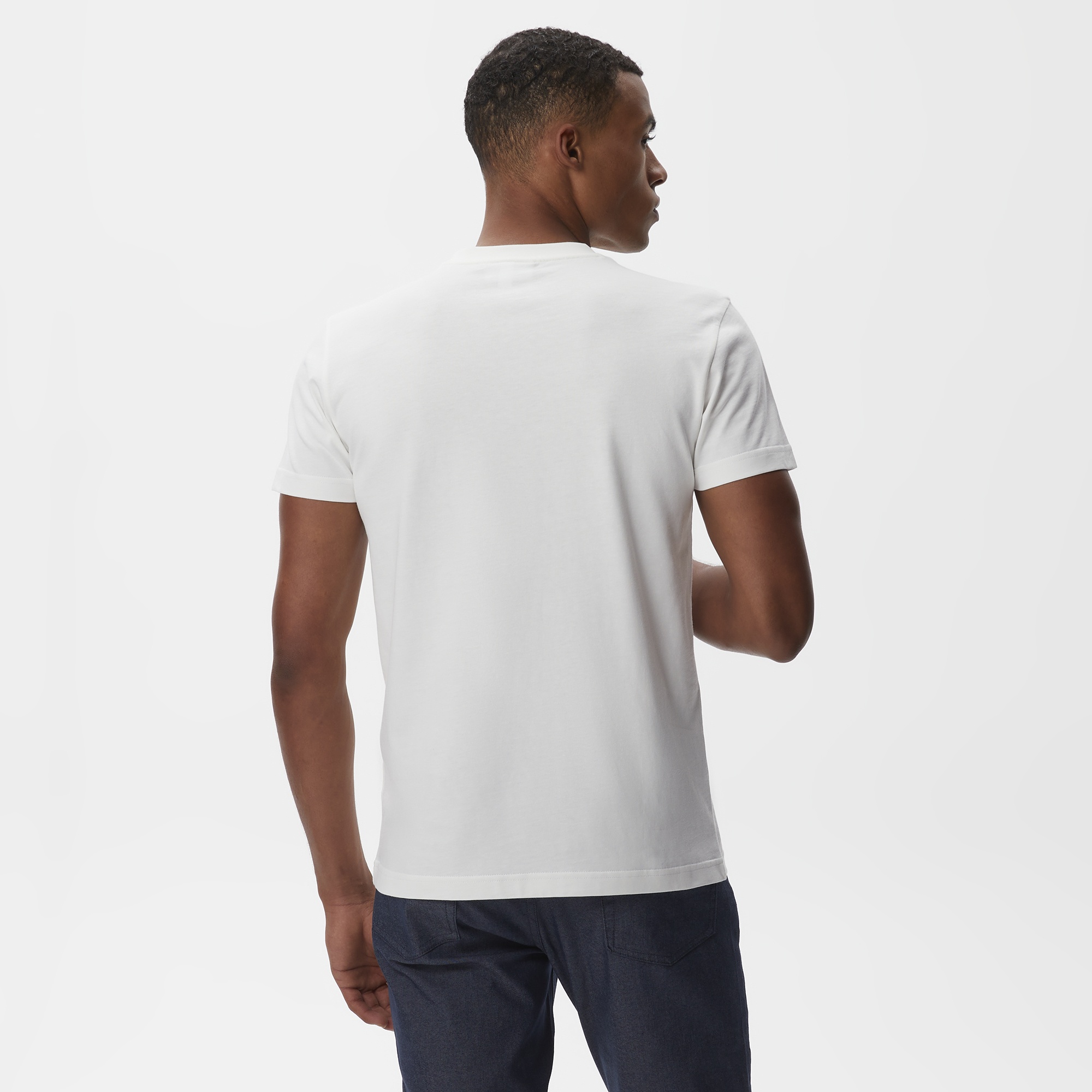 Lacoste Erkek Regular Fit Bisiklet Yaka Baskılı Ekru T-Shirt