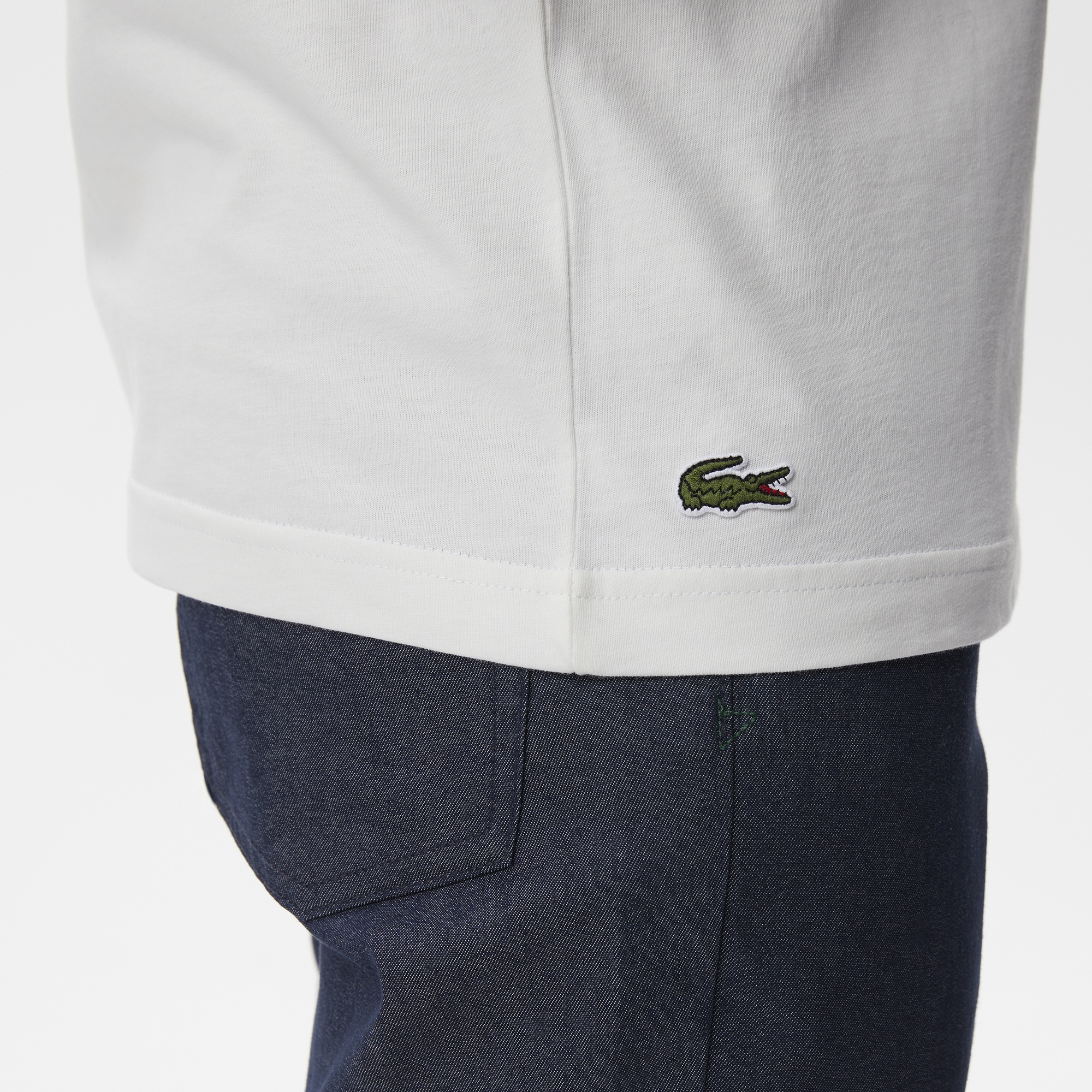 Lacoste Erkek Regular Fit Bisiklet Yaka Baskılı Ekru T-Shirt