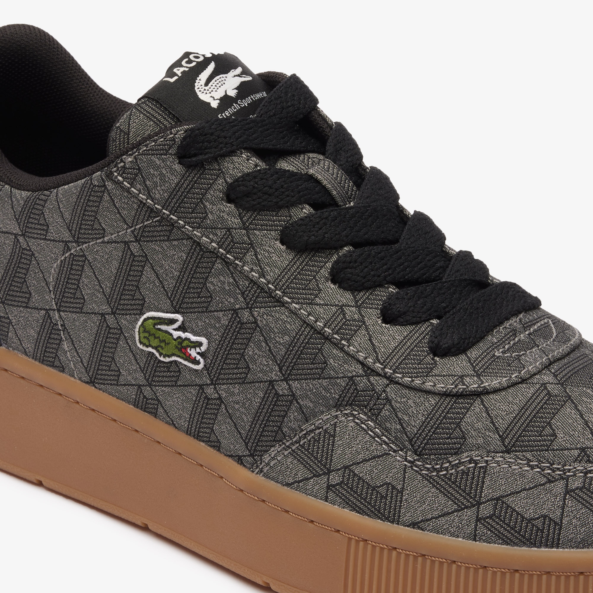 なつ　ニコラス Lacoste Erkek Ace Clip Monogram Kahverengi Sneaker 746SMA0103-421