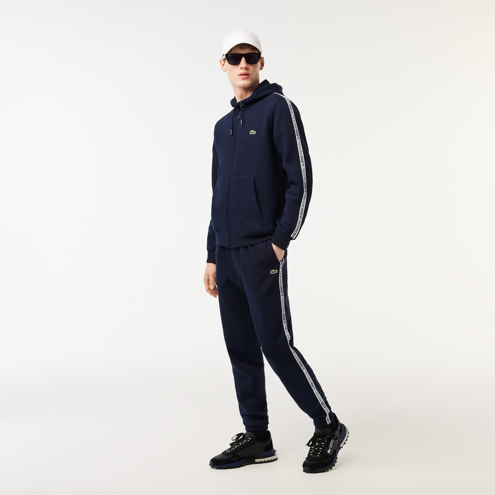 Lacoste Erkek Classic Fit Kapüşonlu Baskılı Lacivert Sweatshirt