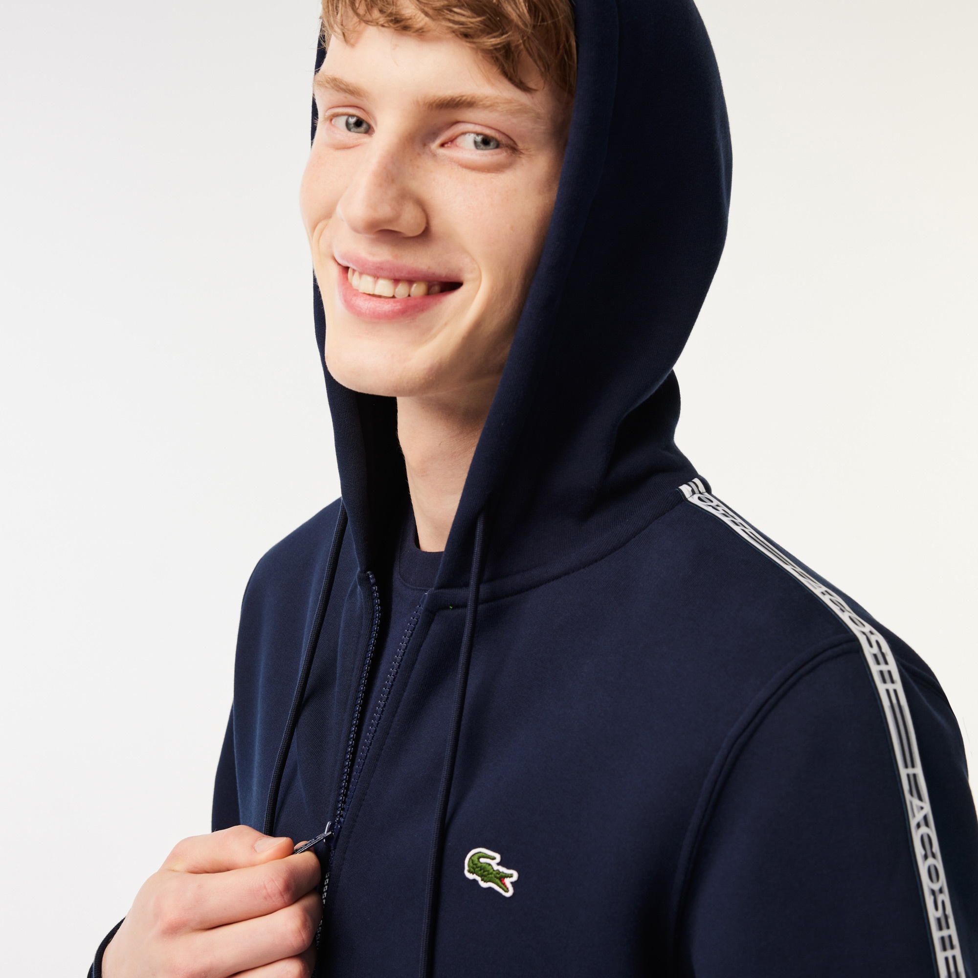 Lacoste Erkek Classic Fit Kapüşonlu Baskılı Lacivert Sweatshirt