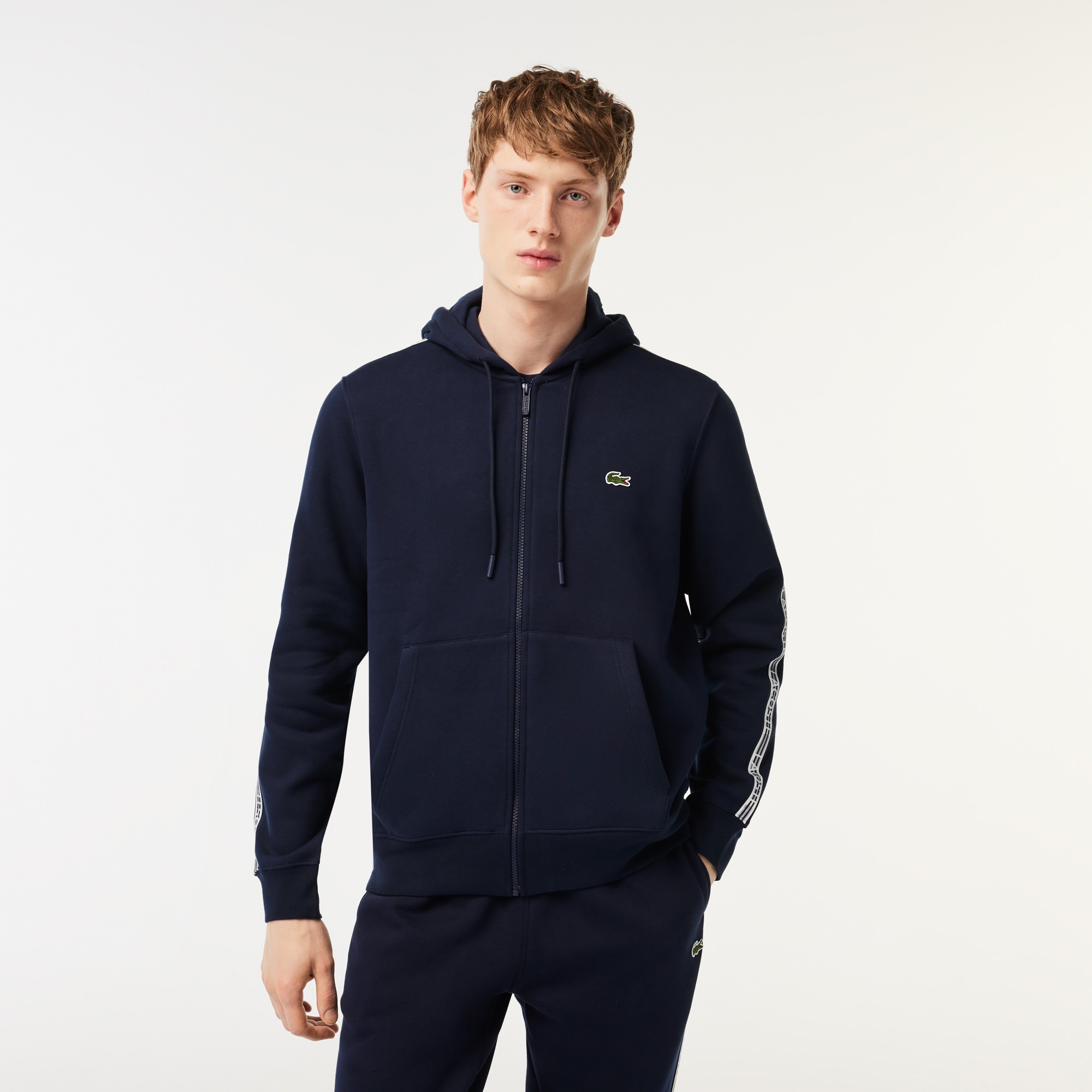 Lacoste Erkek Classic Fit Kapüşonlu Baskılı Lacivert Sweatshirt