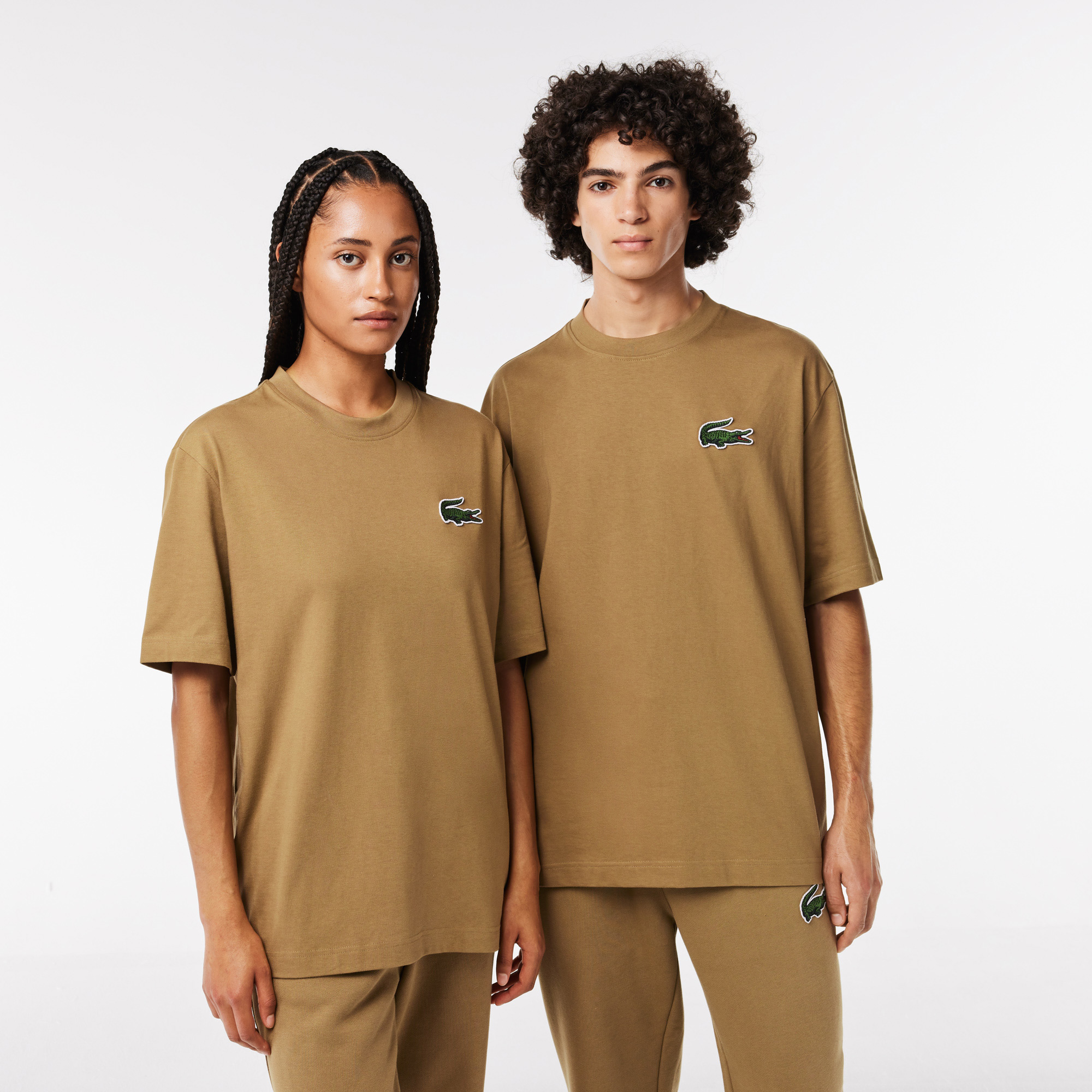 Lacoste Unisex Loose Fit Bisiklet Yaka Kahverengi T-Shirt TH0062