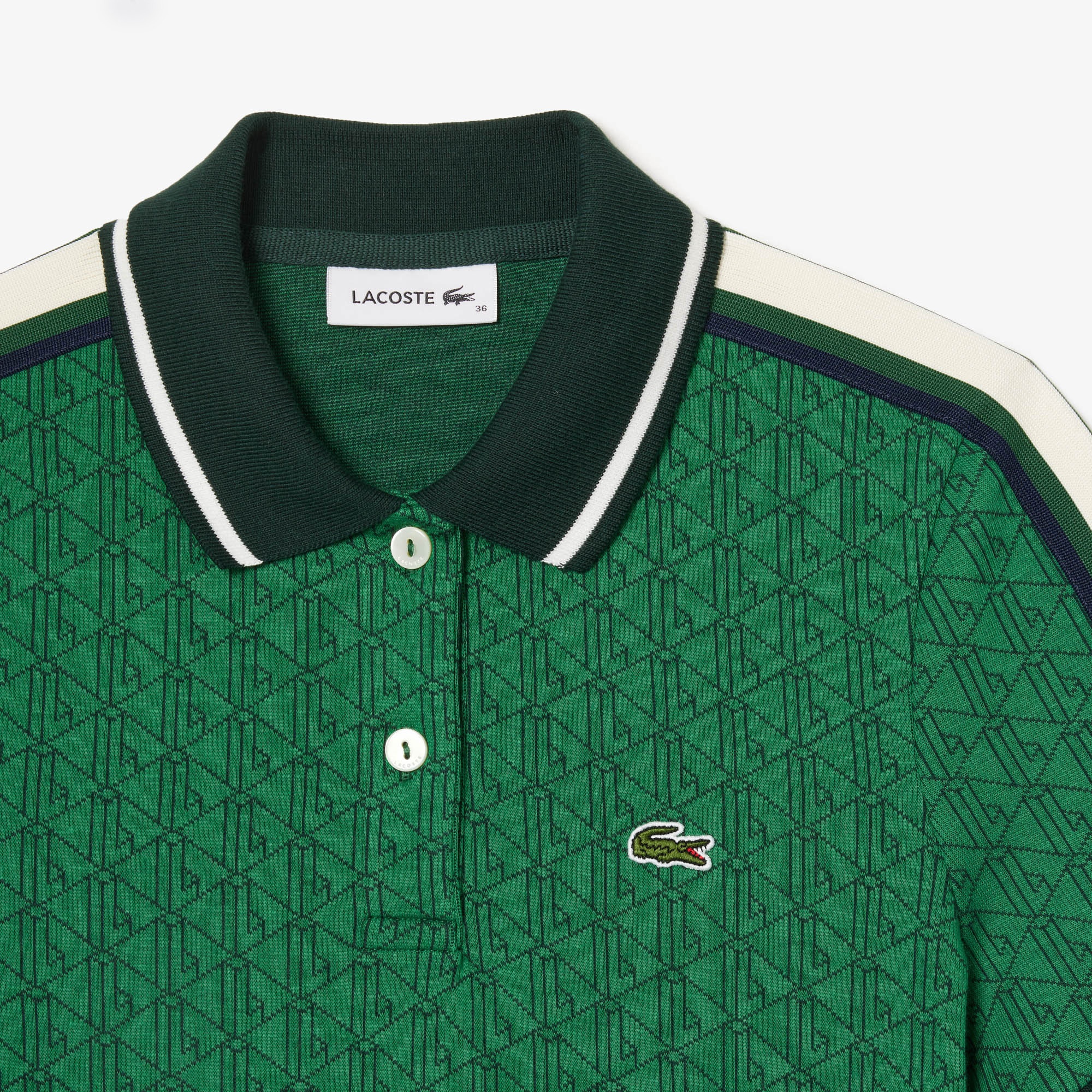 Lacoste Kadın Slim Fit Monogram Yeşil Polo