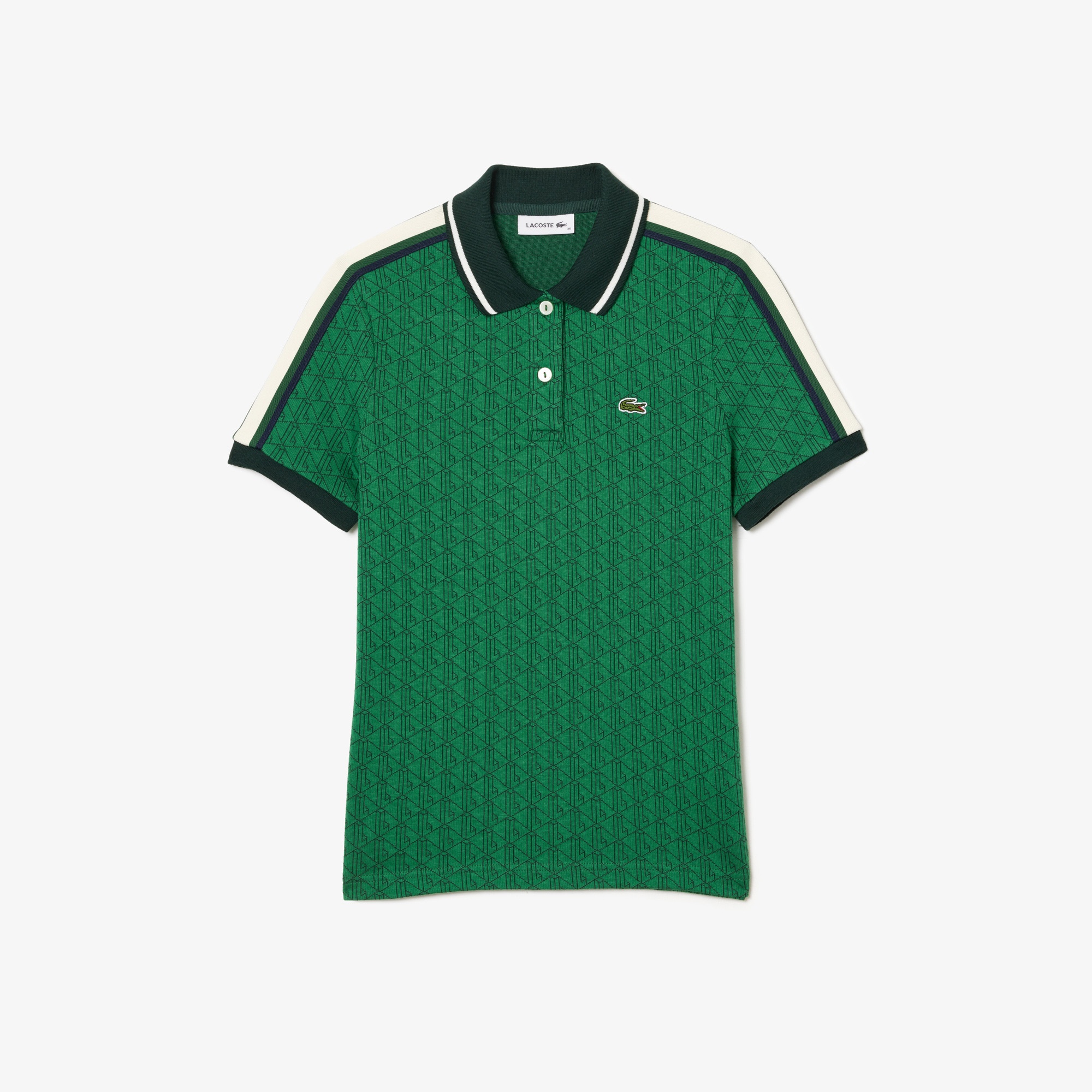 Lacoste Kadın Slim Fit Monogram Yeşil Polo