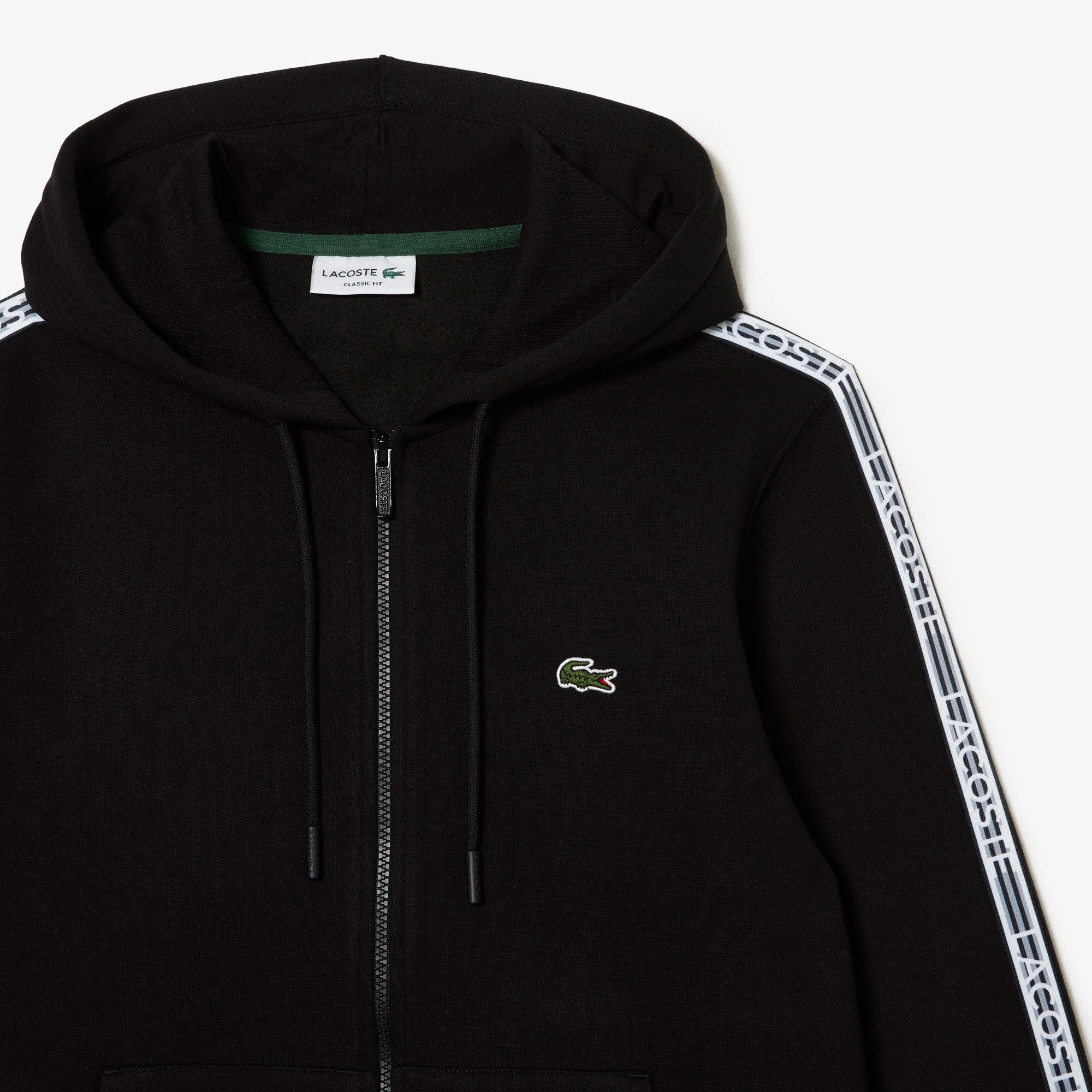 Lacoste Erkek Classic Fit Kapüşonlu Baskılı Siyah Sweatshirt