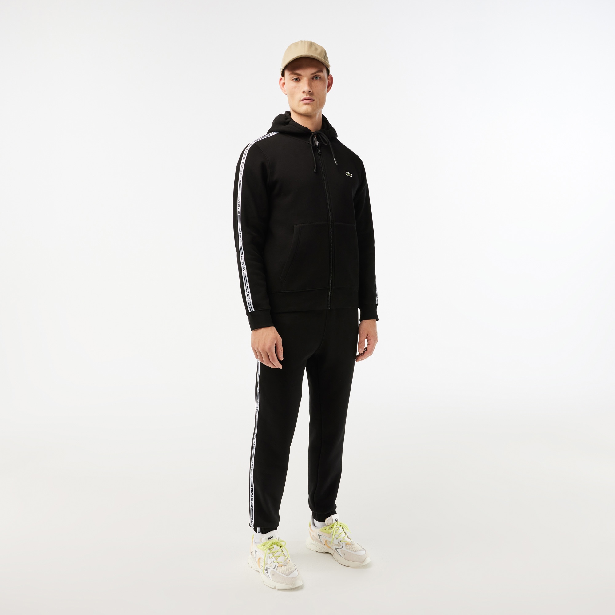 Lacoste Erkek Classic Fit Kapüşonlu Baskılı Siyah Sweatshirt