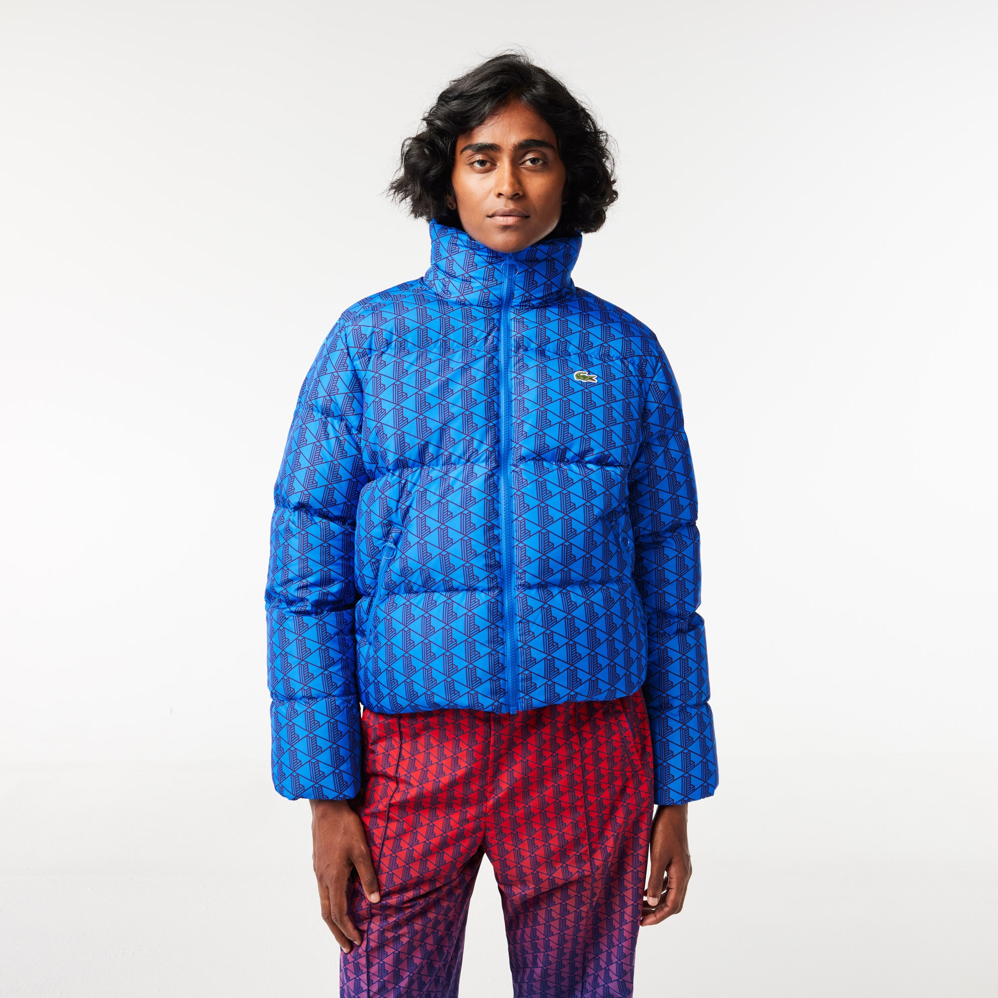 Lacoste Kadın Kapüşonlu Kapitone Renkli Mont