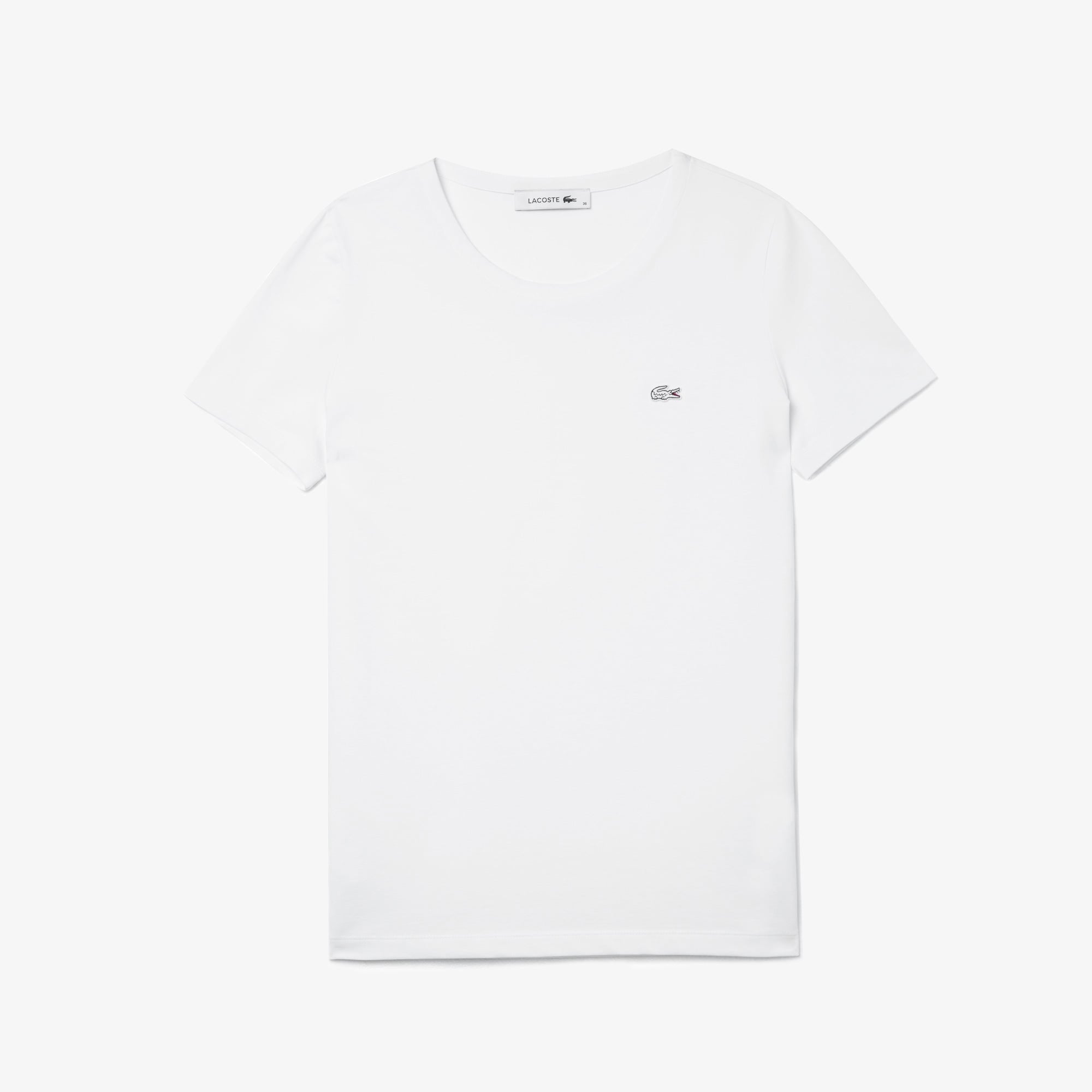 Lacoste Kadın Slim Fit Bisiklet Yaka Beyaz T-Shirt