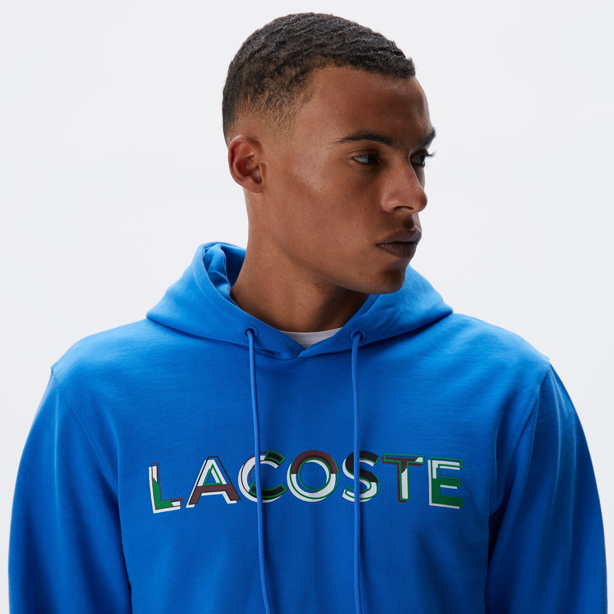 Lacoste Erkek Regular Fit Kapüşonlu Baskılı Mavi Sweatshirt