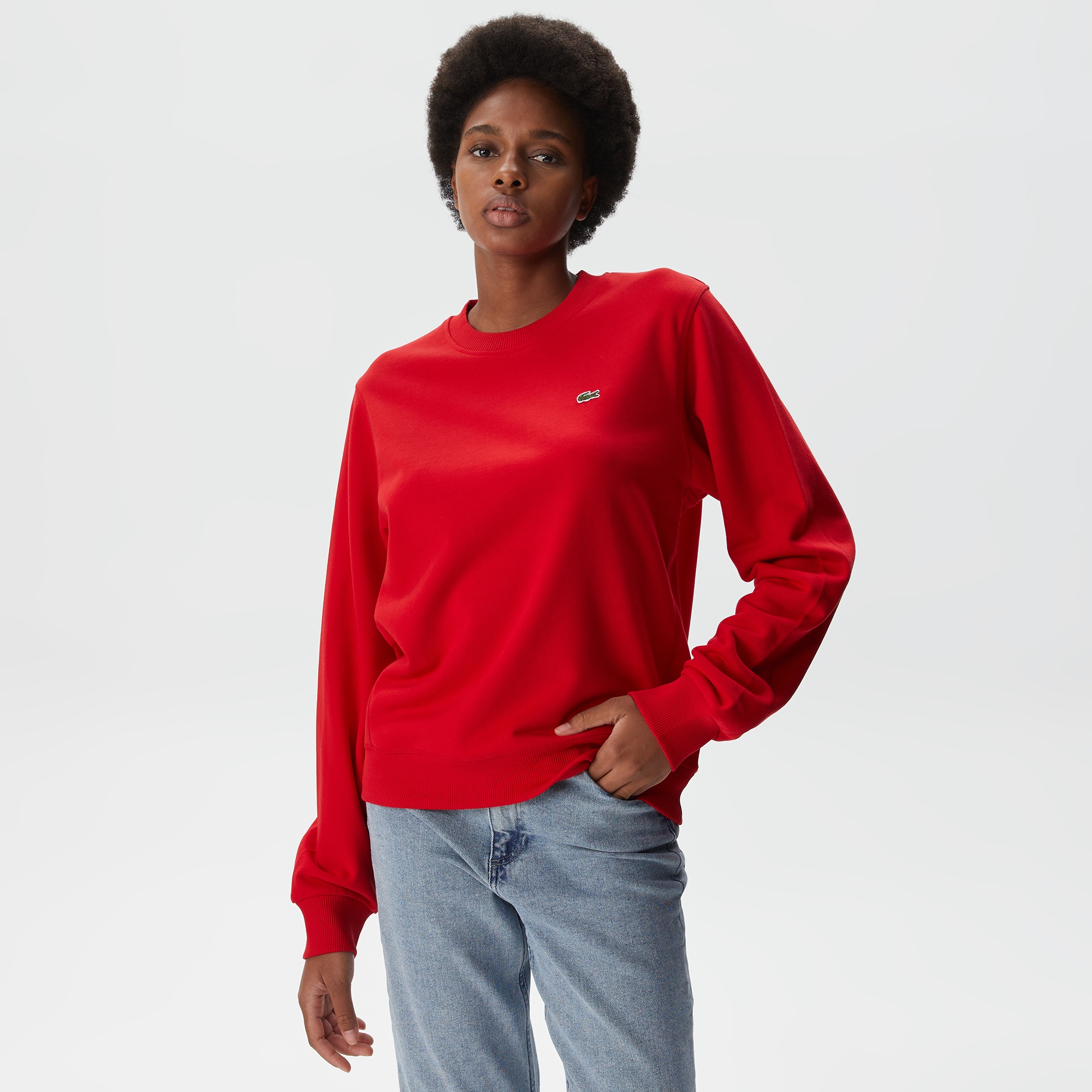 Lacoste Kadın Regular Fit Bisiklet Yaka Kırmızı Sweatshirt