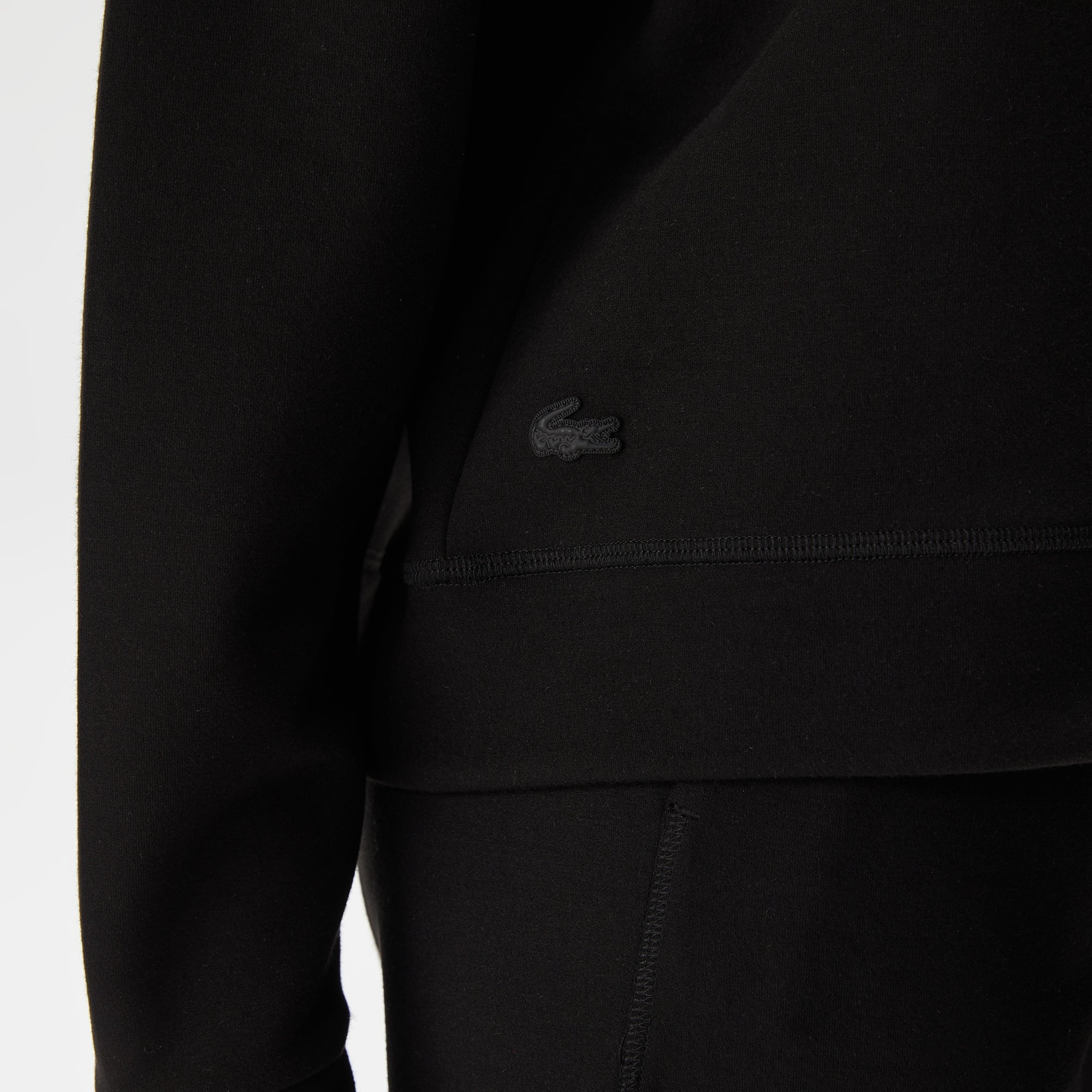 Lacoste Kadın Crop Fit Kapüşonlu Baskılı Siyah Sweatshirt