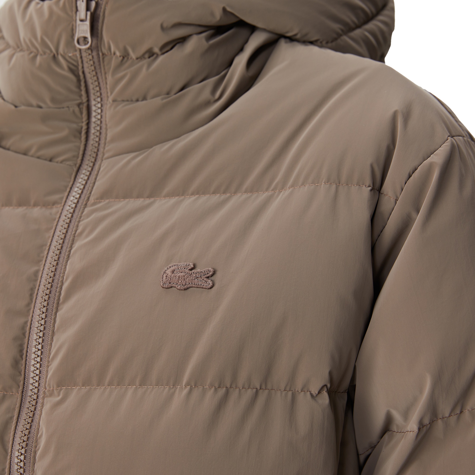 Lacoste Kadın Kapüşonlu Çift Taraflı Beyaz Mont