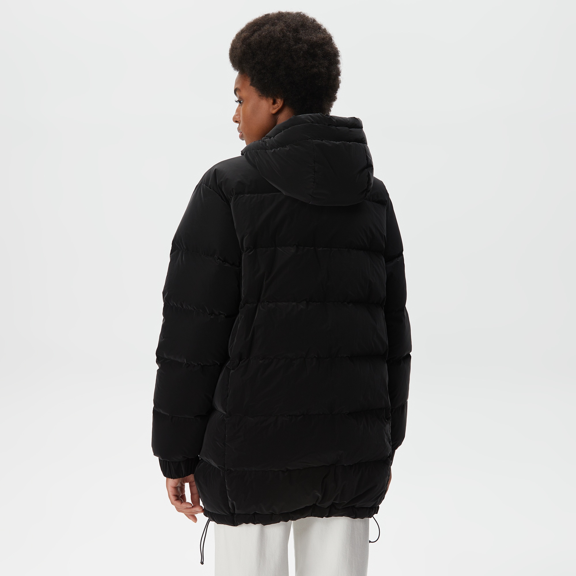 Lacoste Kadın Kapüşonlu Çift Taraflı Siyah Şişme Mont