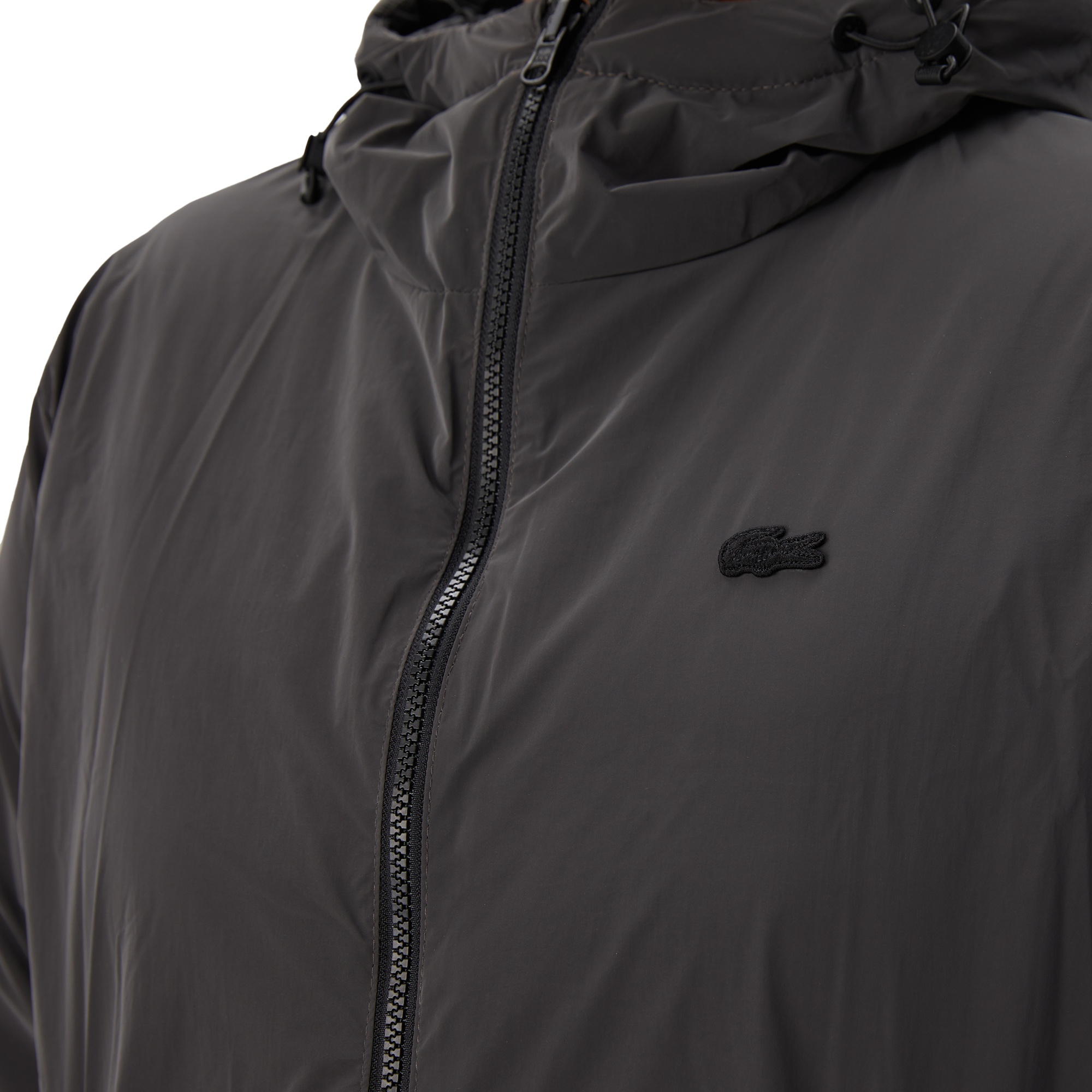 Lacoste Kadın Kapüşonlu Çift Taraflı Siyah Şişme Mont