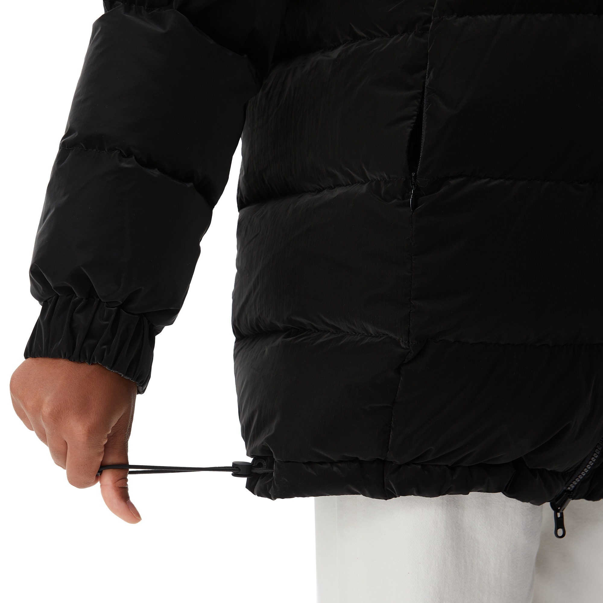 Lacoste Kadın Kapüşonlu Çift Taraflı Siyah Şişme Mont