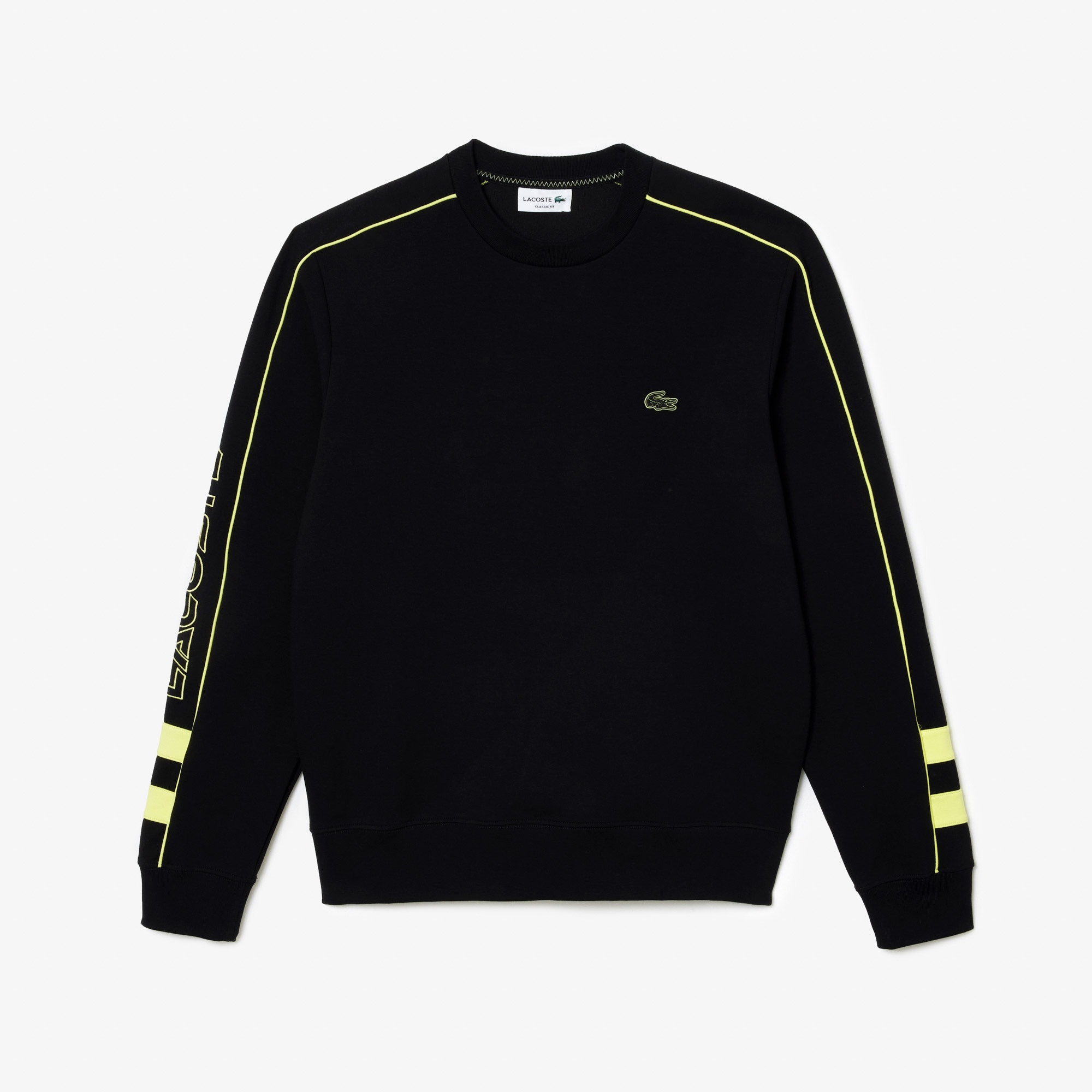 Lacoste Erkek Classic Fit Bisiklet Yaka Baskılı Siyah Sweatshirt