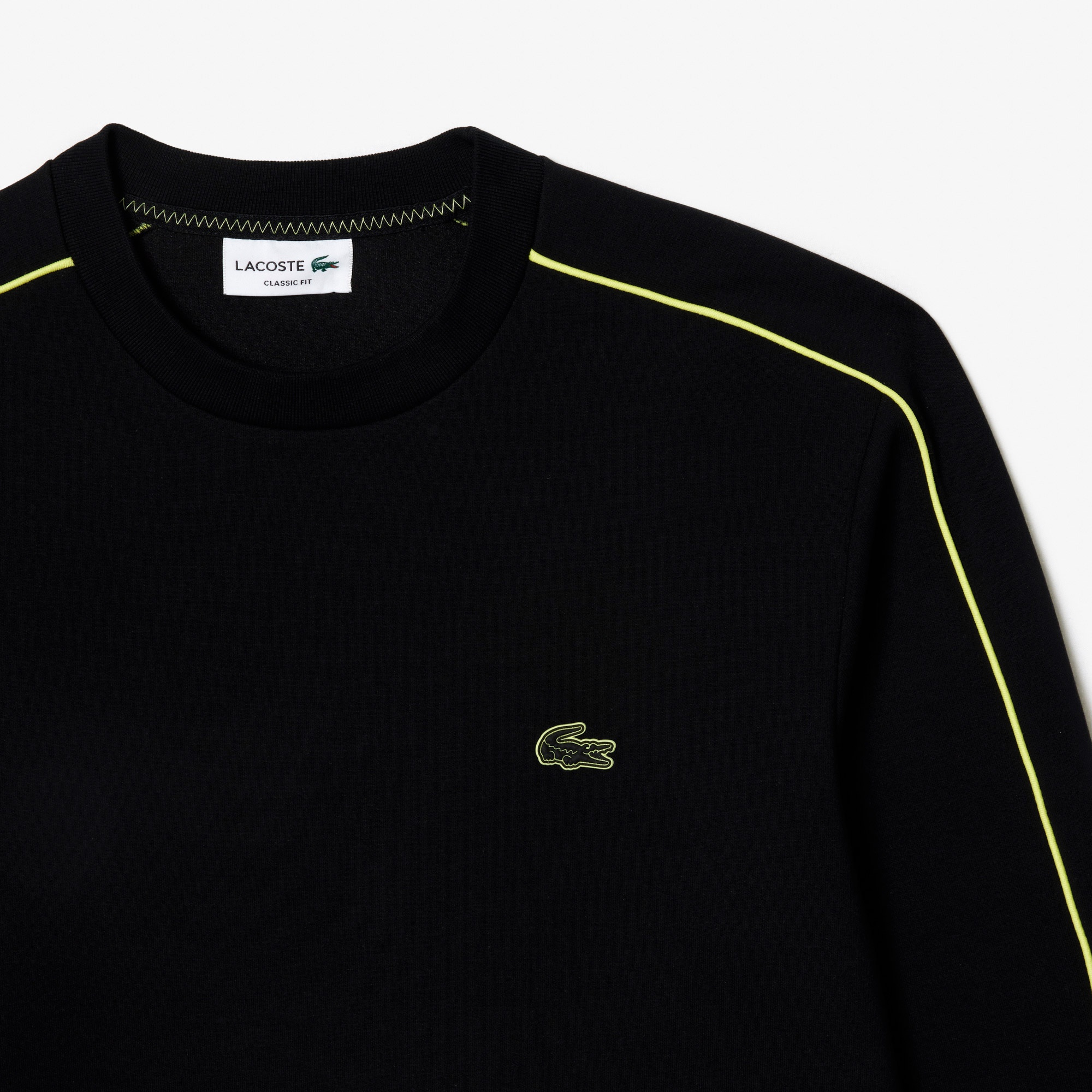 Lacoste Erkek Classic Fit Bisiklet Yaka Baskılı Siyah Sweatshirt