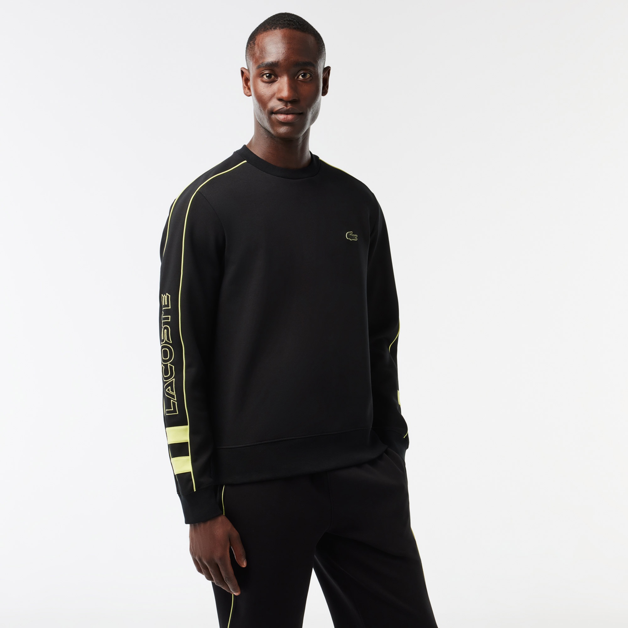 Lacoste Erkek Classic Fit Bisiklet Yaka Baskılı Siyah Sweatshirt