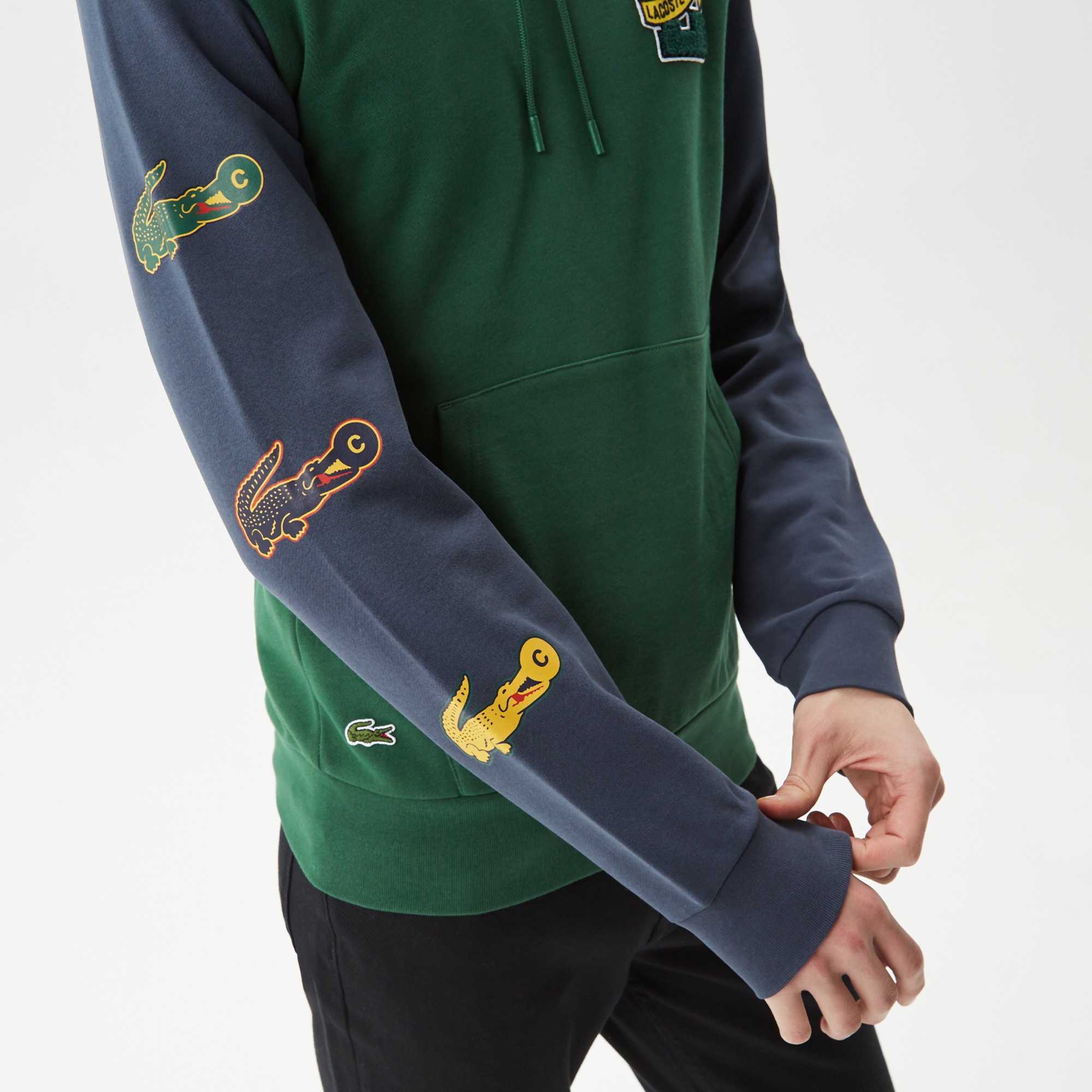 Lacoste Erkek Regular Fit Kapüşonlu Baskılı Yeşil Sweatshirt