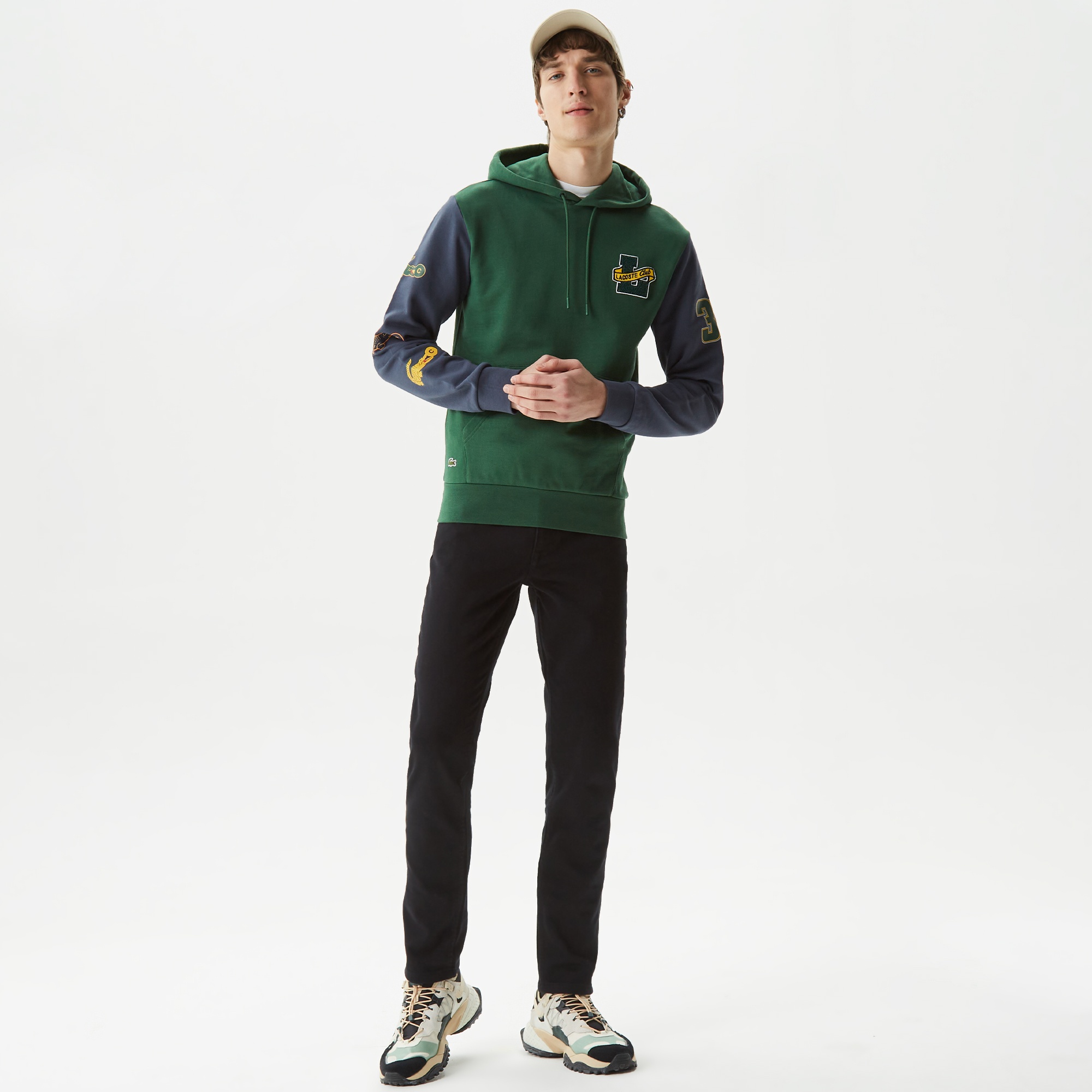 Lacoste Erkek Regular Fit Kapüşonlu Baskılı Yeşil Sweatshirt