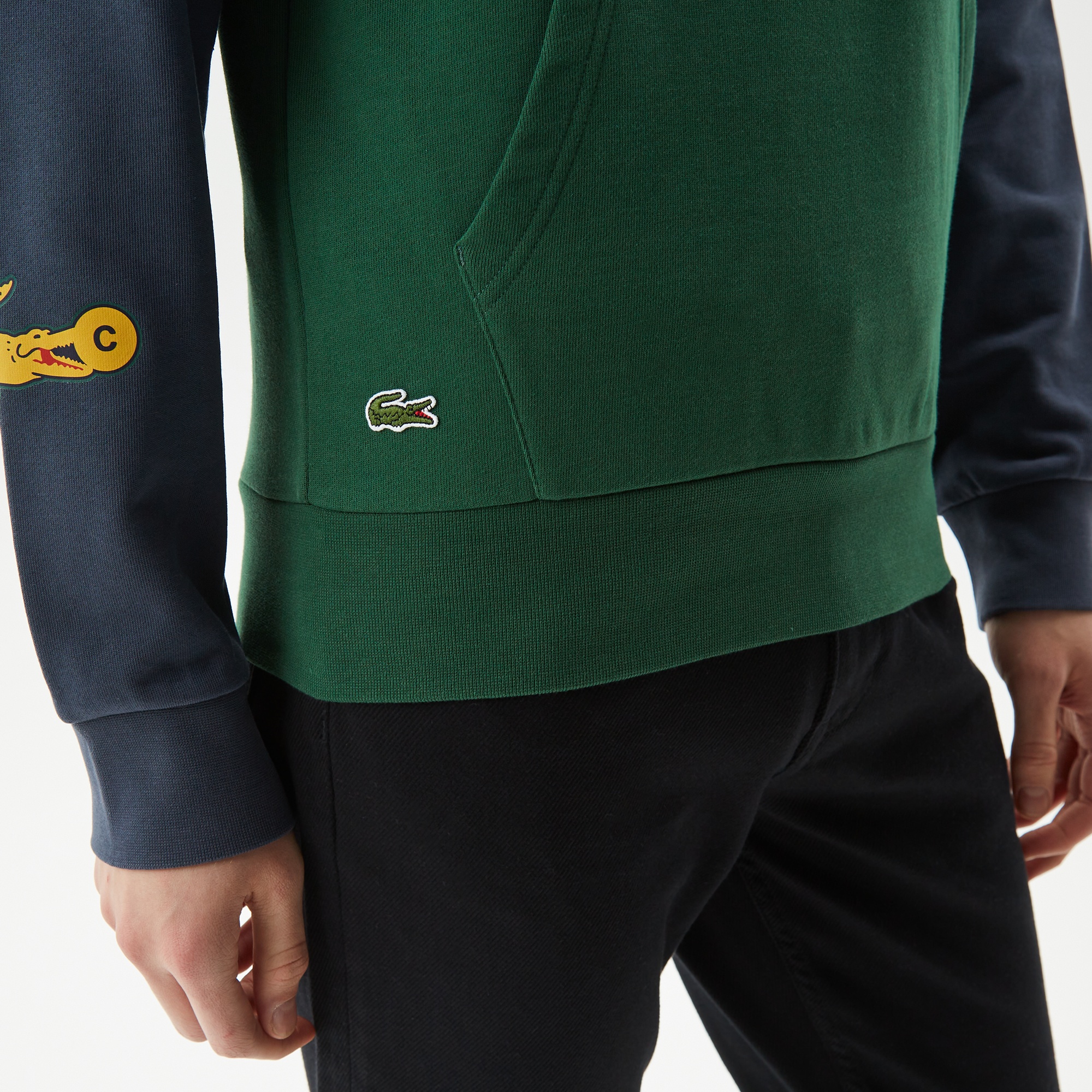 Lacoste Erkek Regular Fit Kapüşonlu Baskılı Yeşil Sweatshirt