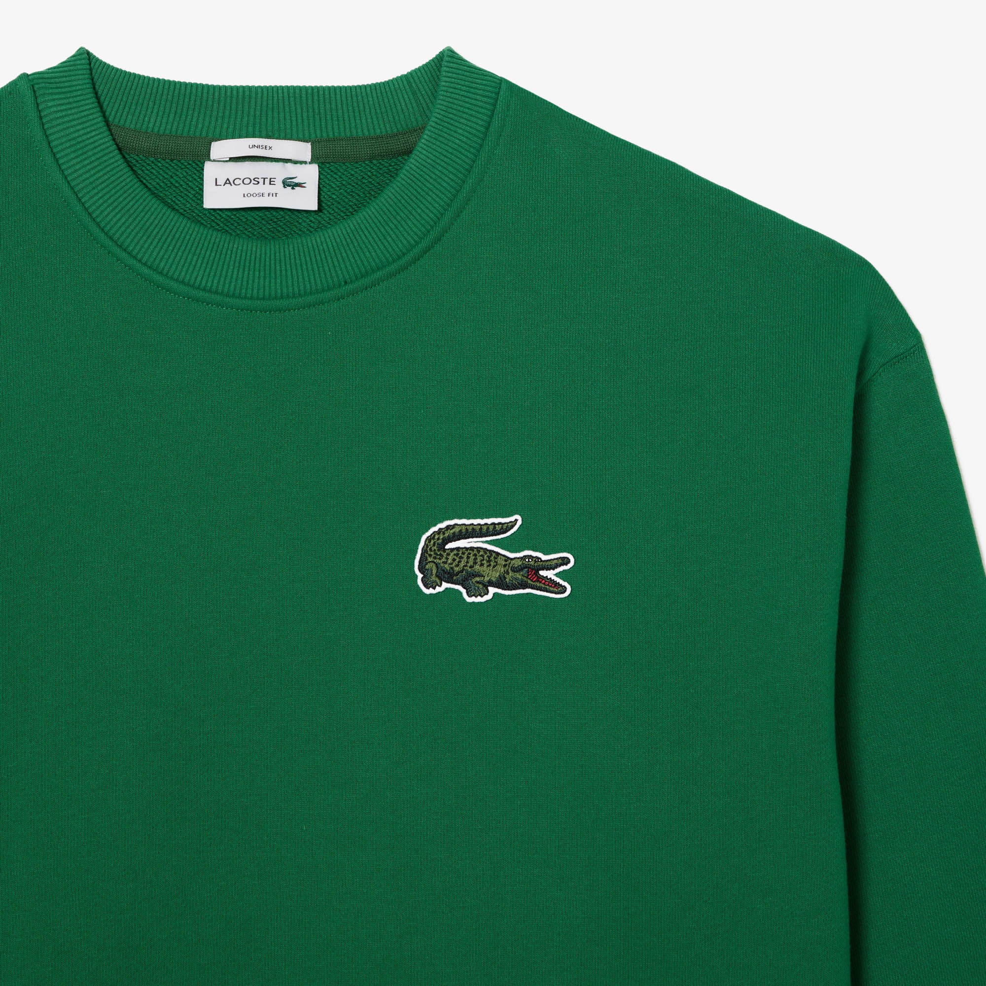 Lacoste Unisex Loose Fit Bisiklet Yaka Yeşil Sweatshirt