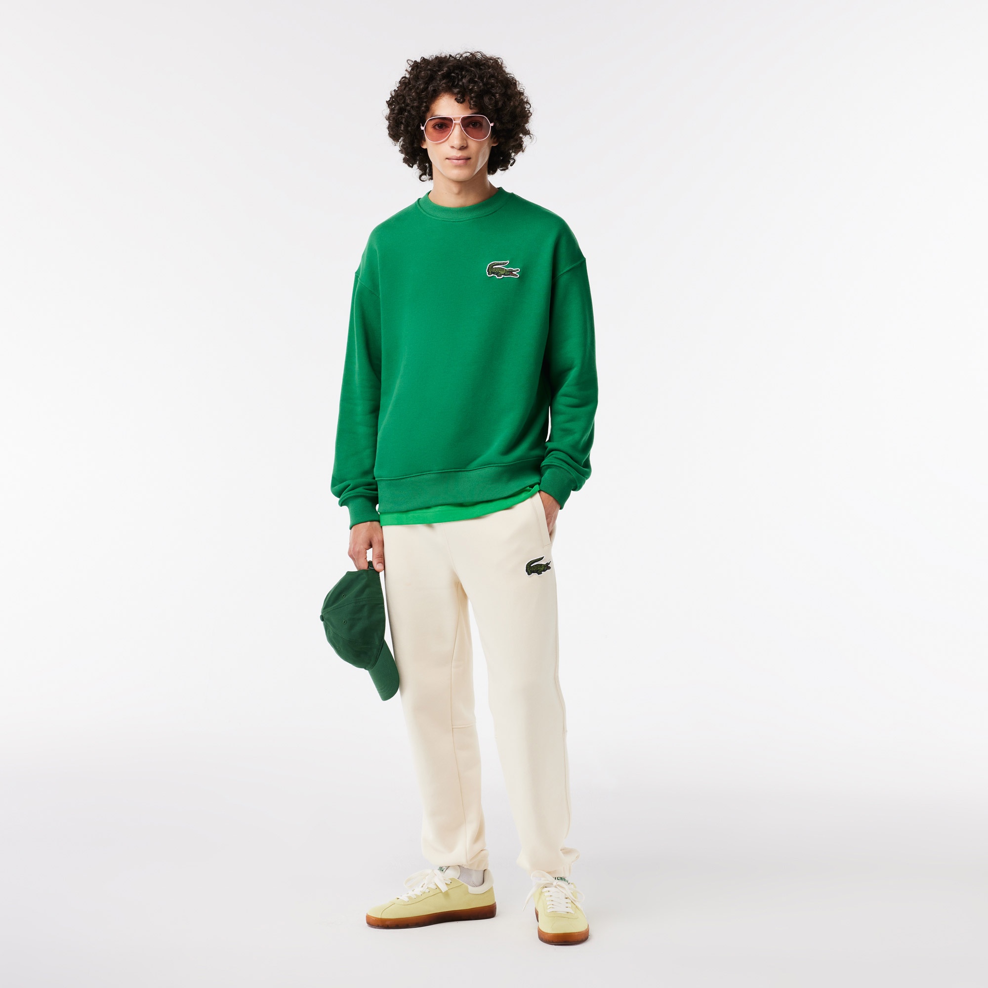 Lacoste Unisex Loose Fit Bisiklet Yaka Yeşil Sweatshirt
