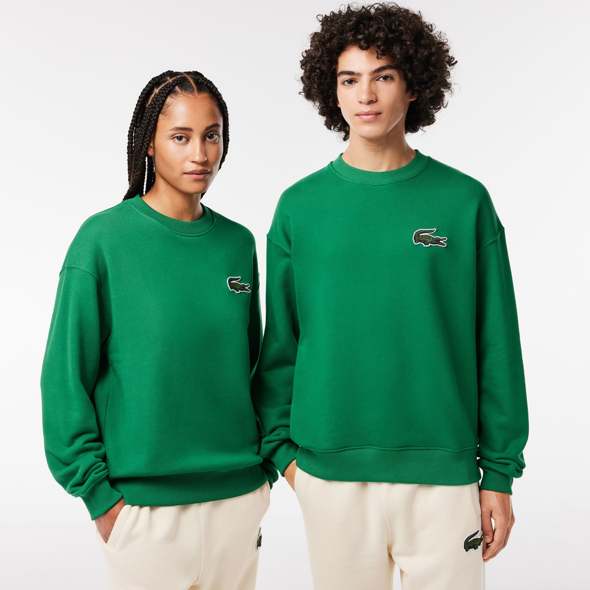 Lacoste Unisex Loose Fit Bisiklet Yaka Yeşil Sweatshirt