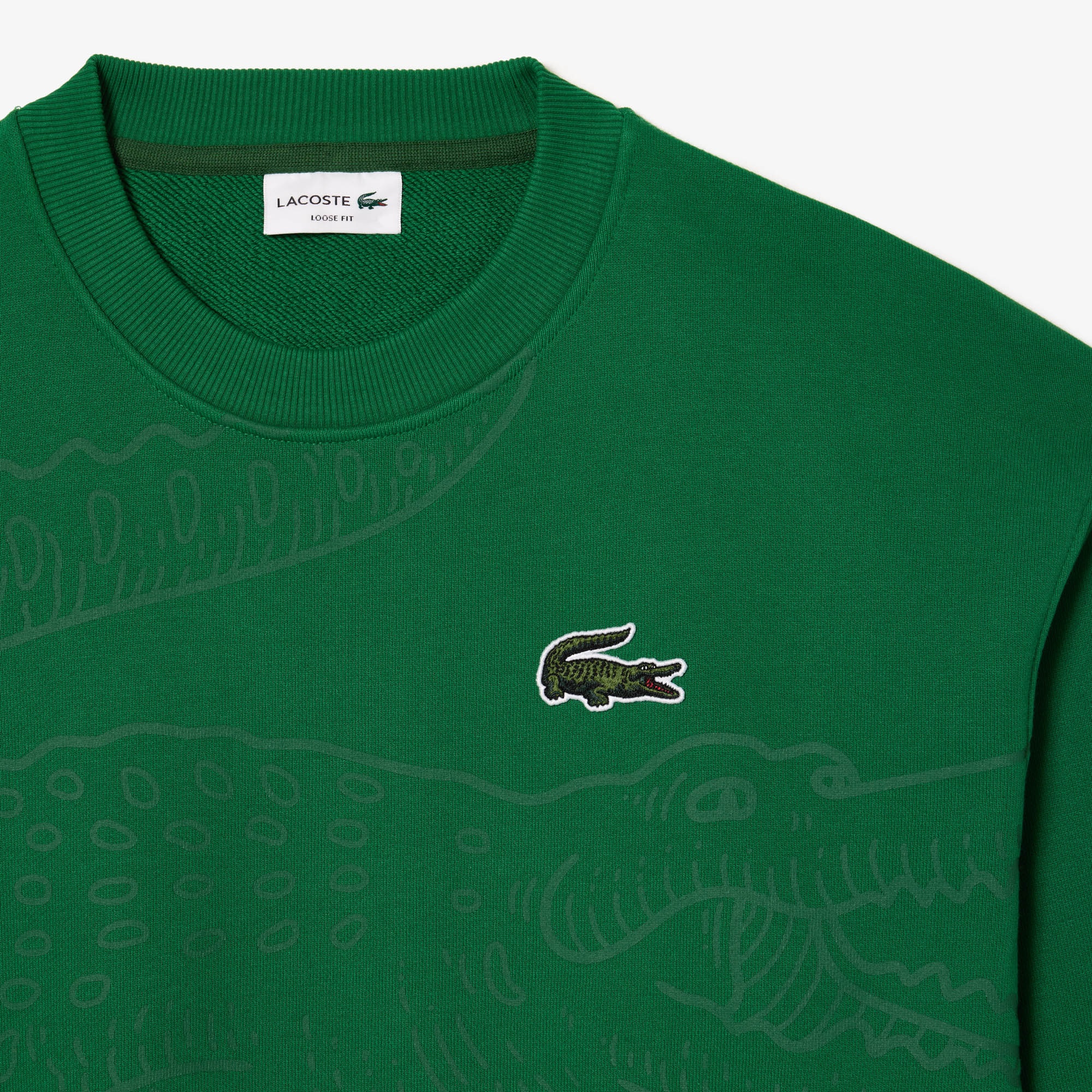 Lacoste Erkek Loose Fit Bisiklet Yaka Yeşil Sweatshirt