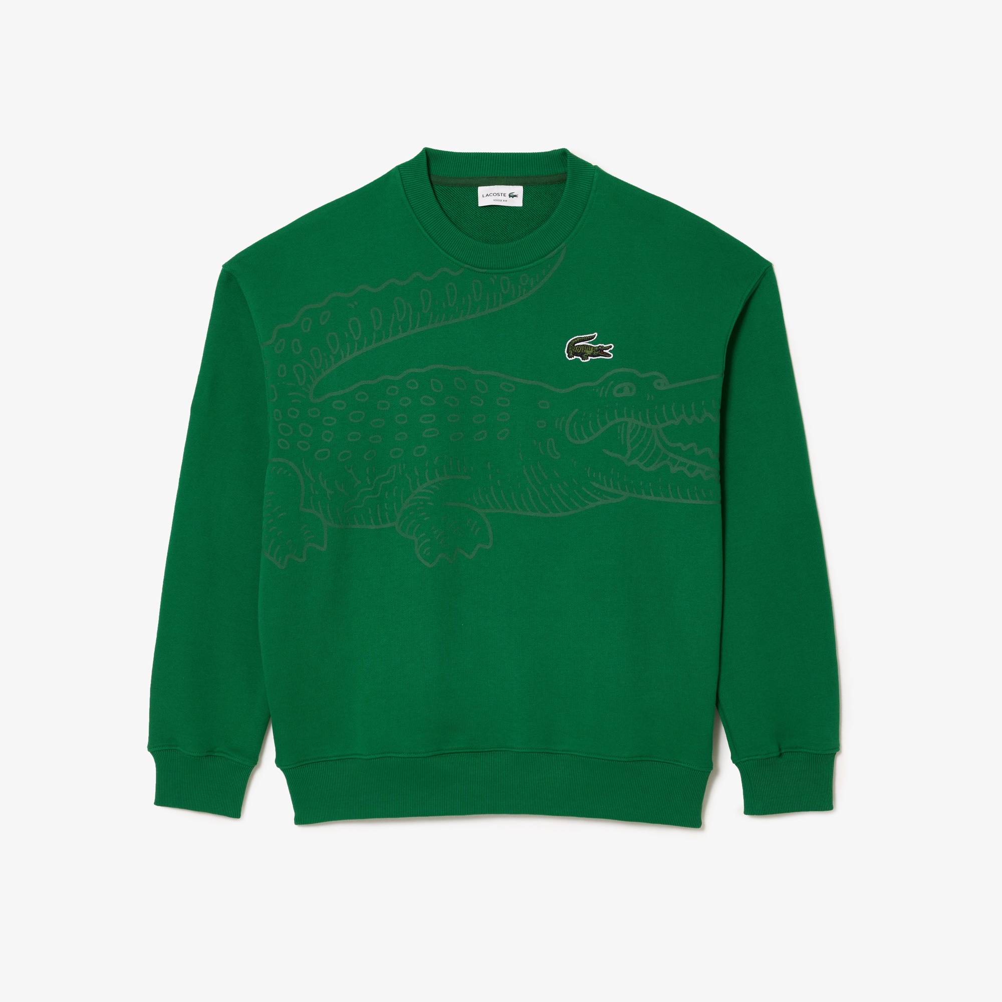 Lacoste Erkek Loose Fit Bisiklet Yaka Yeşil Sweatshirt